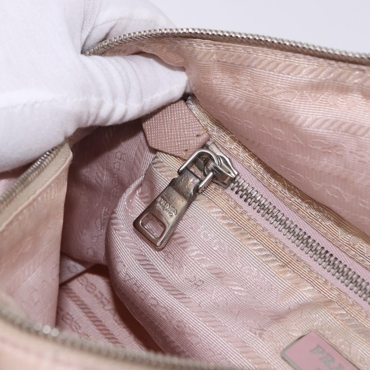 PRADA Tote Bag Nylon Pink Silver Auth 202215