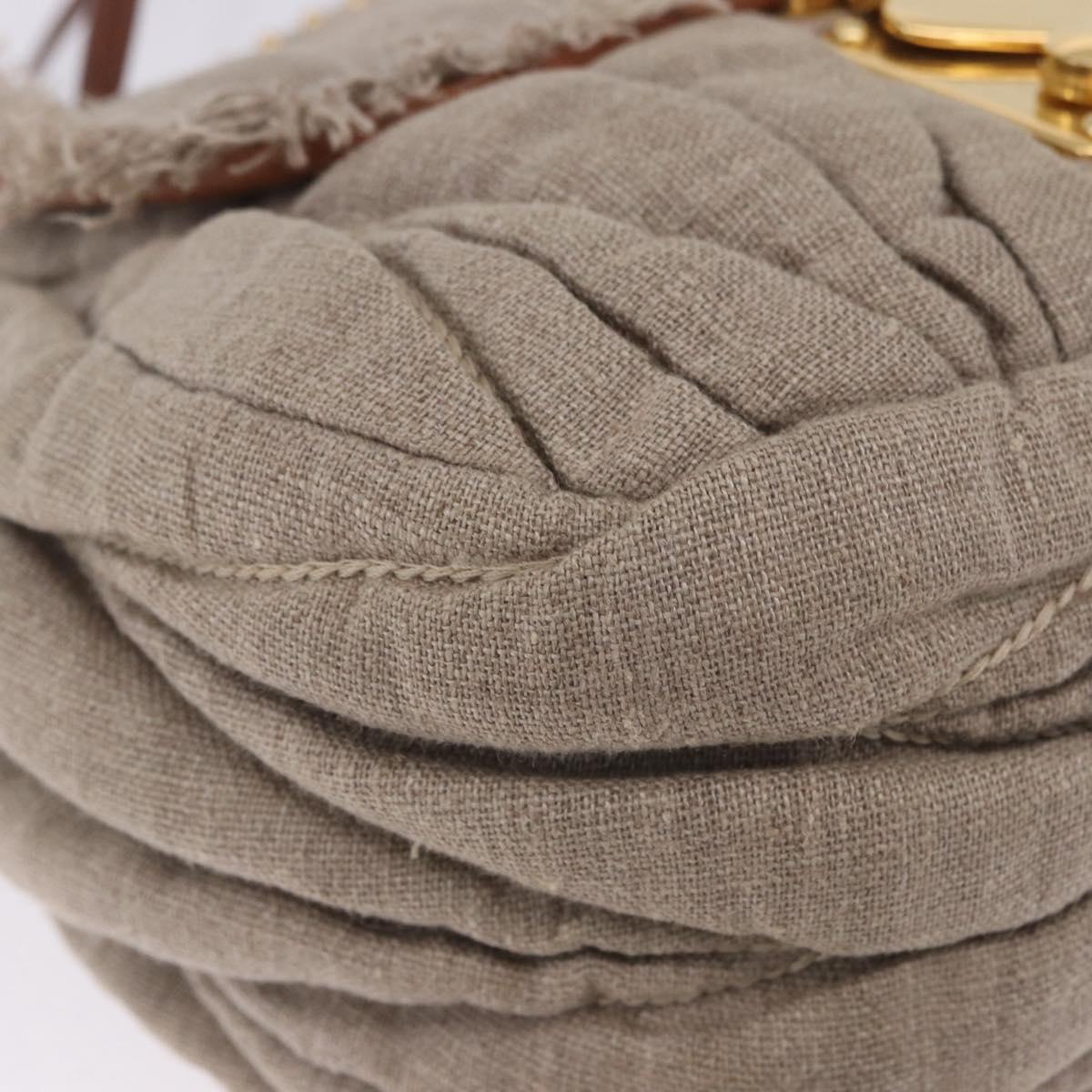 Miu Miu Matelasse Chain Shoulder Bag Canvas Beige Gold Auth 202216V