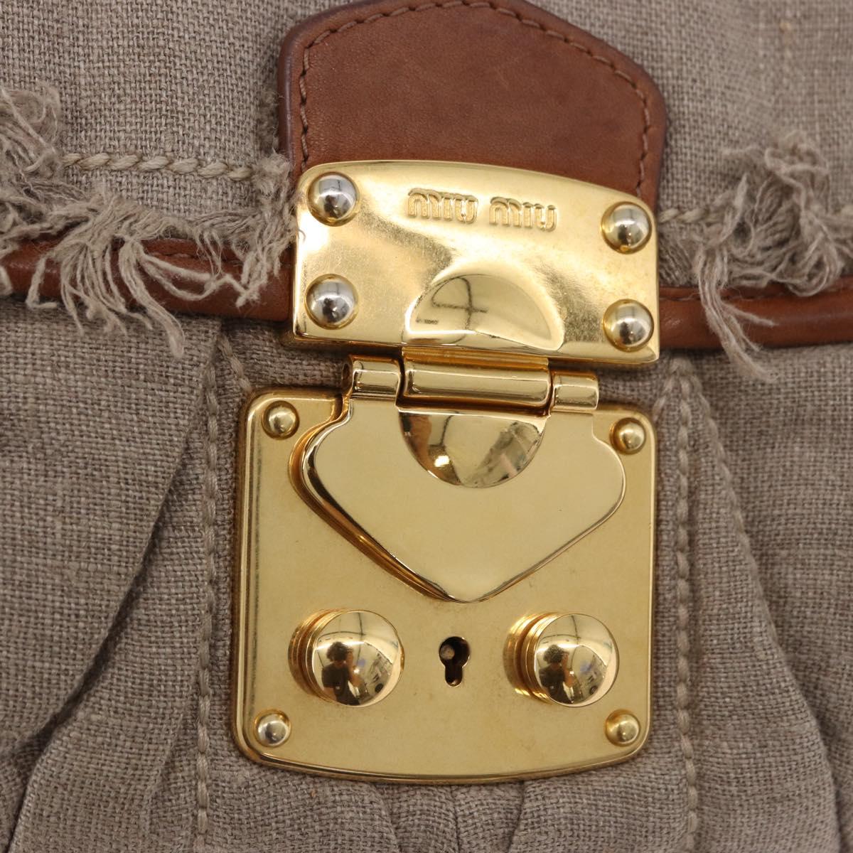 Miu Miu Matelasse Chain Shoulder Bag Canvas Beige Gold Auth 202216V