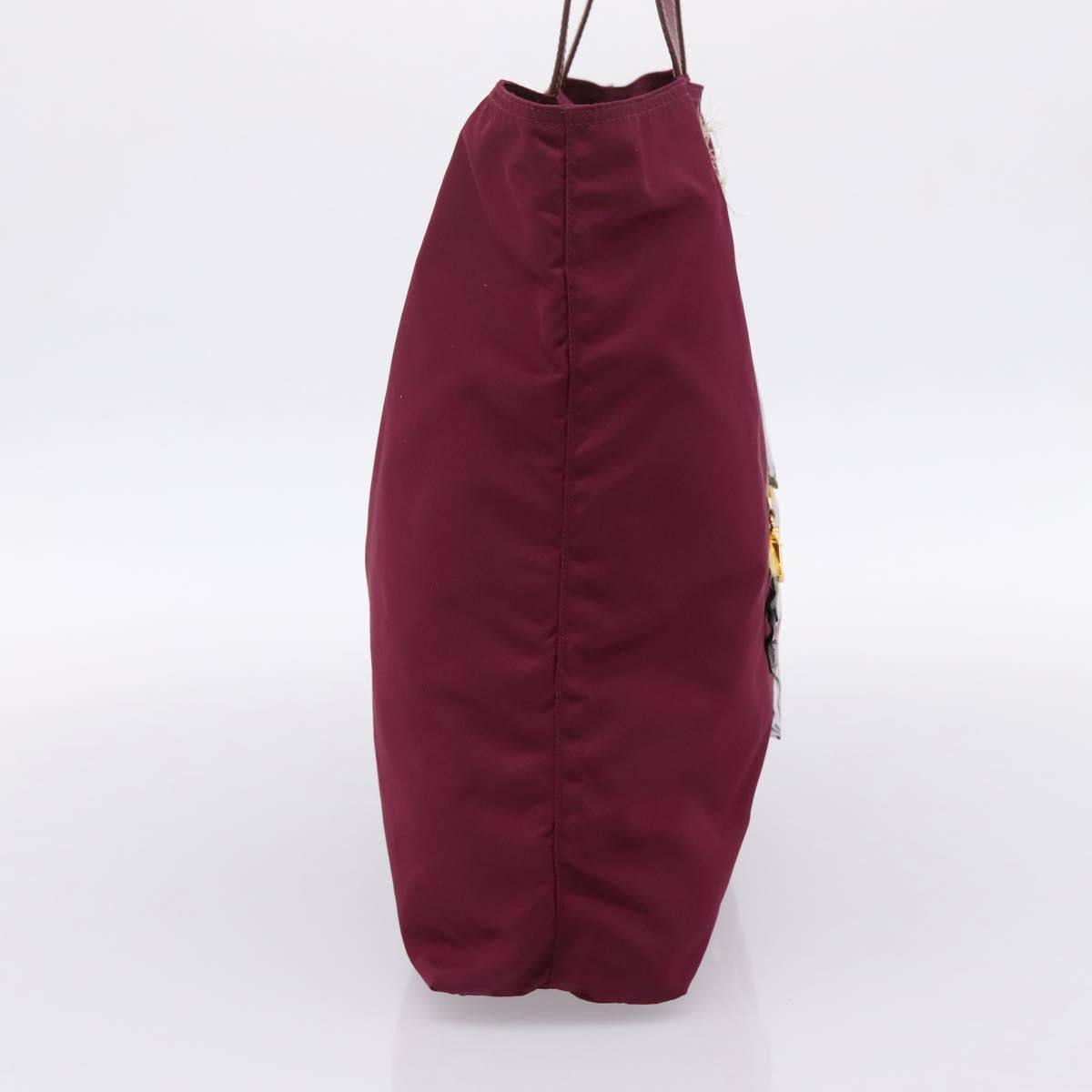 PRADA Tote Bag Nylon Purple Gold Tone Auth 202217A