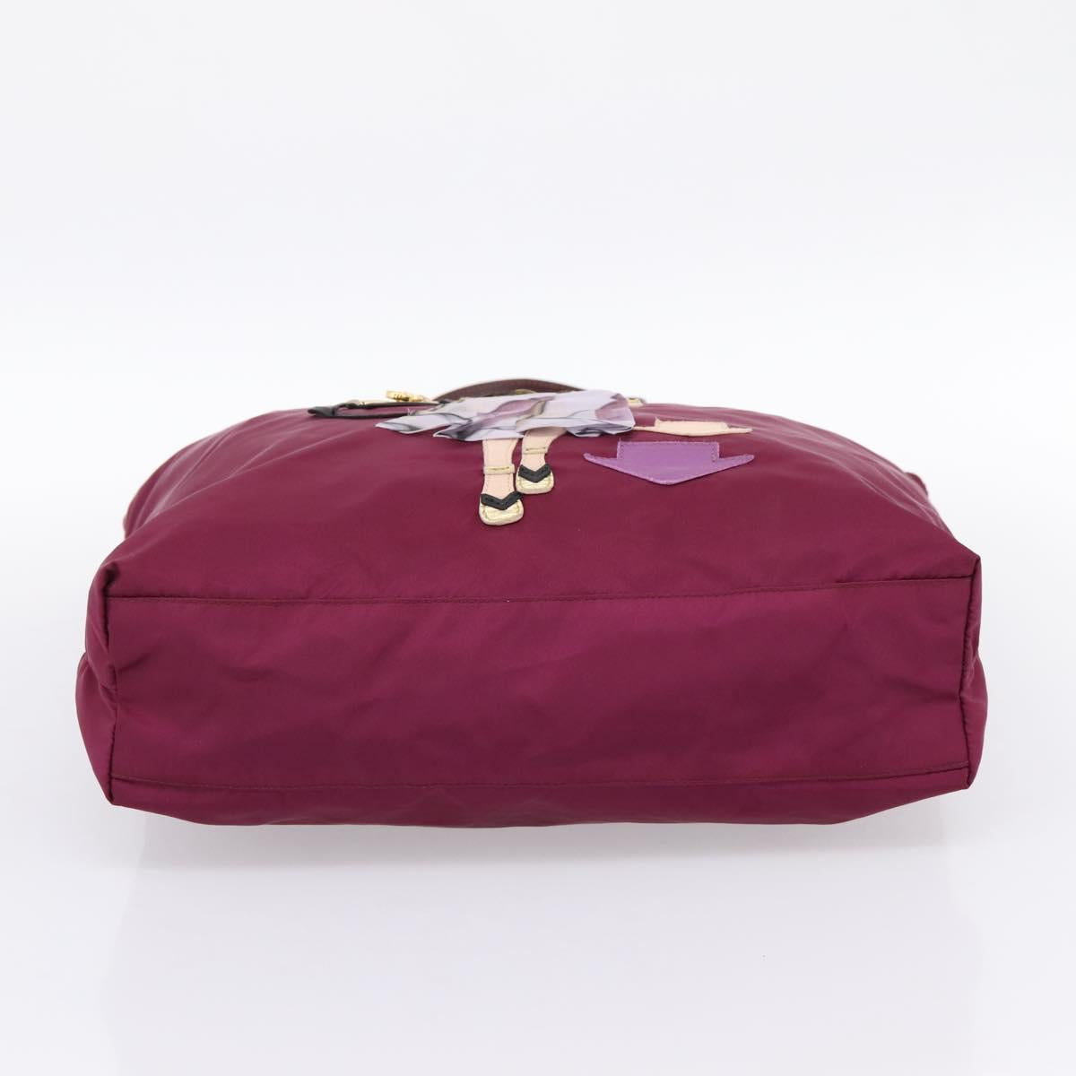 PRADA Tote Bag Nylon Purple Gold Tone Auth 202217A