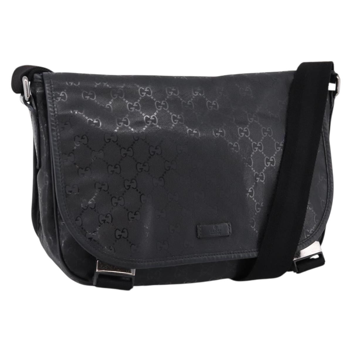 GUCCI GG Implementation Shoulder Bag PVC Black Silver 201732 Auth 202218A