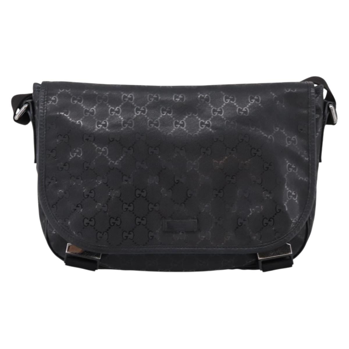GUCCI GG Implementation Shoulder Bag PVC Black Silver 201732 Auth 202218A