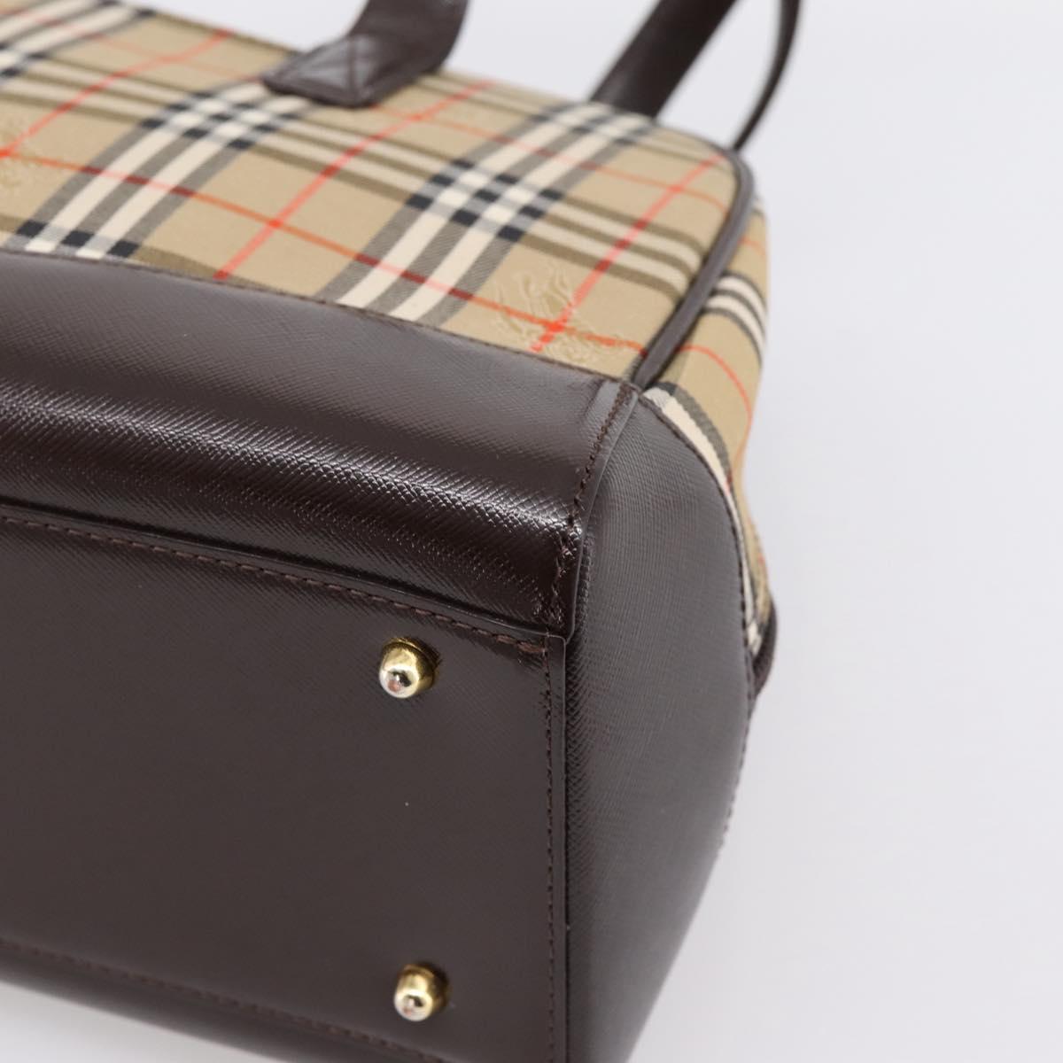 BURBERRY Nova Check Shoulder Bag Canvas Beige Gold Tone Auth 202220A