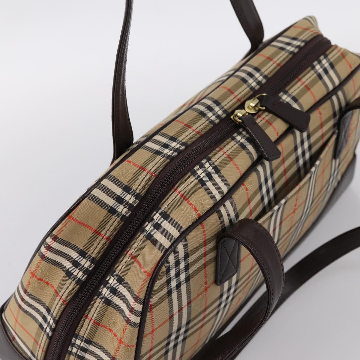 BURBERRY Nova Check Shoulder Bag Canvas Beige Gold Tone Auth 202220A