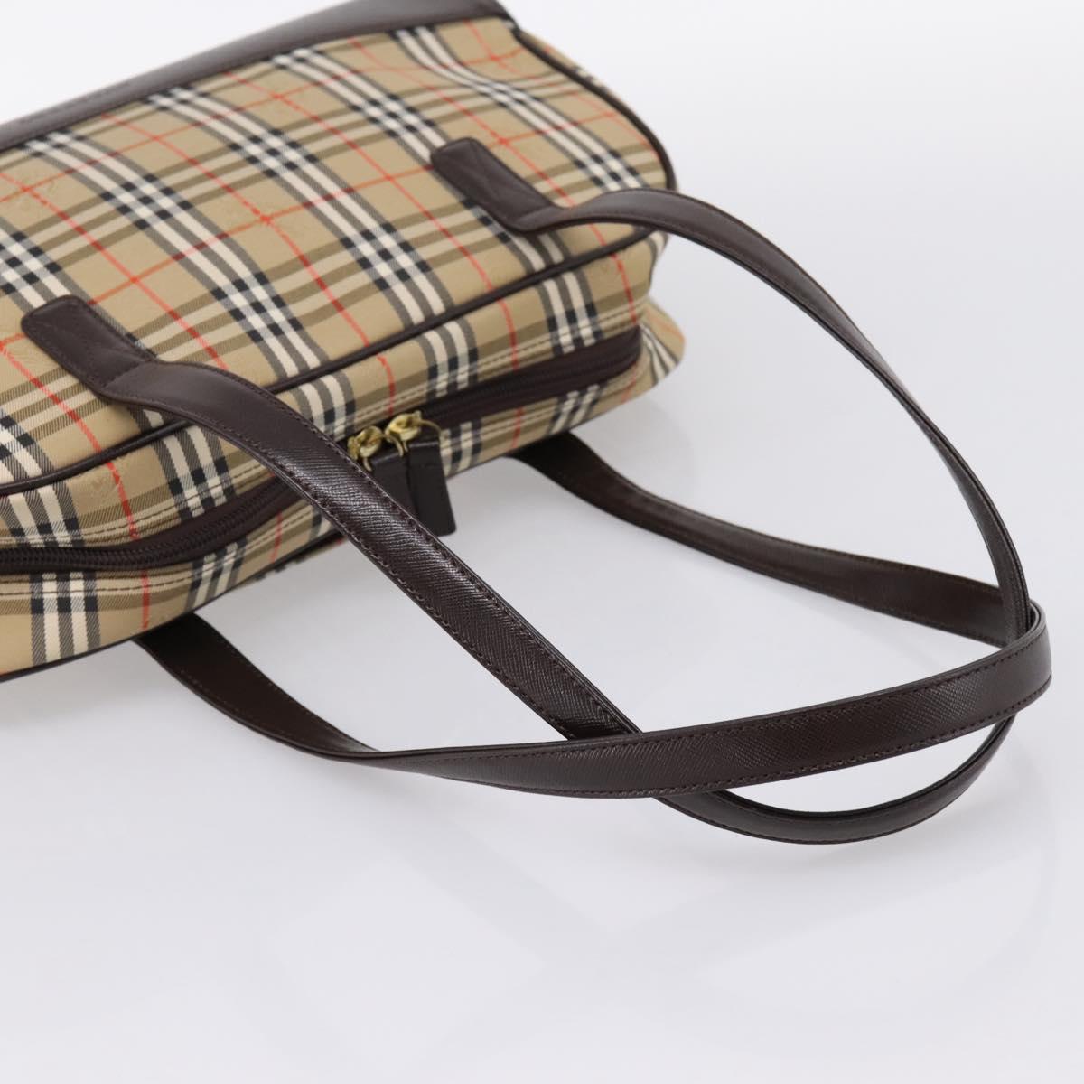 BURBERRY Nova Check Shoulder Bag Canvas Beige Gold Tone Auth 202220A