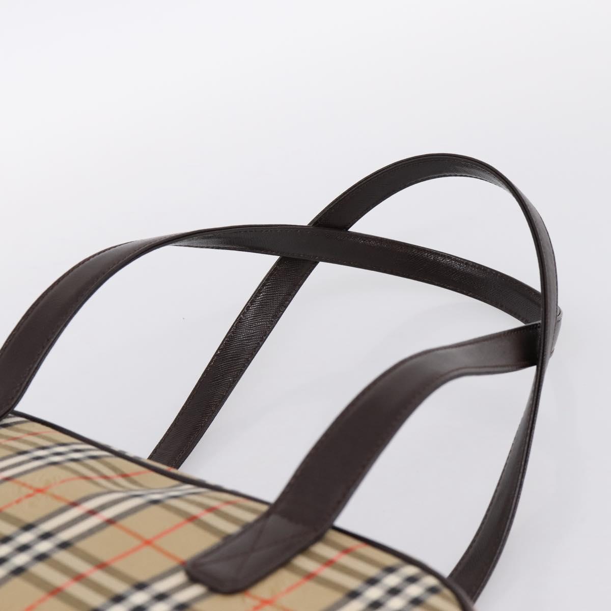 BURBERRY Nova Check Shoulder Bag Canvas Beige Gold Tone Auth 202220A