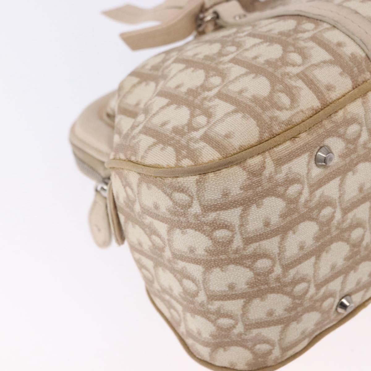 Christian Dior Romantic Chain Shoulder Bag PVC Leather Beige Silver Auth 202221A