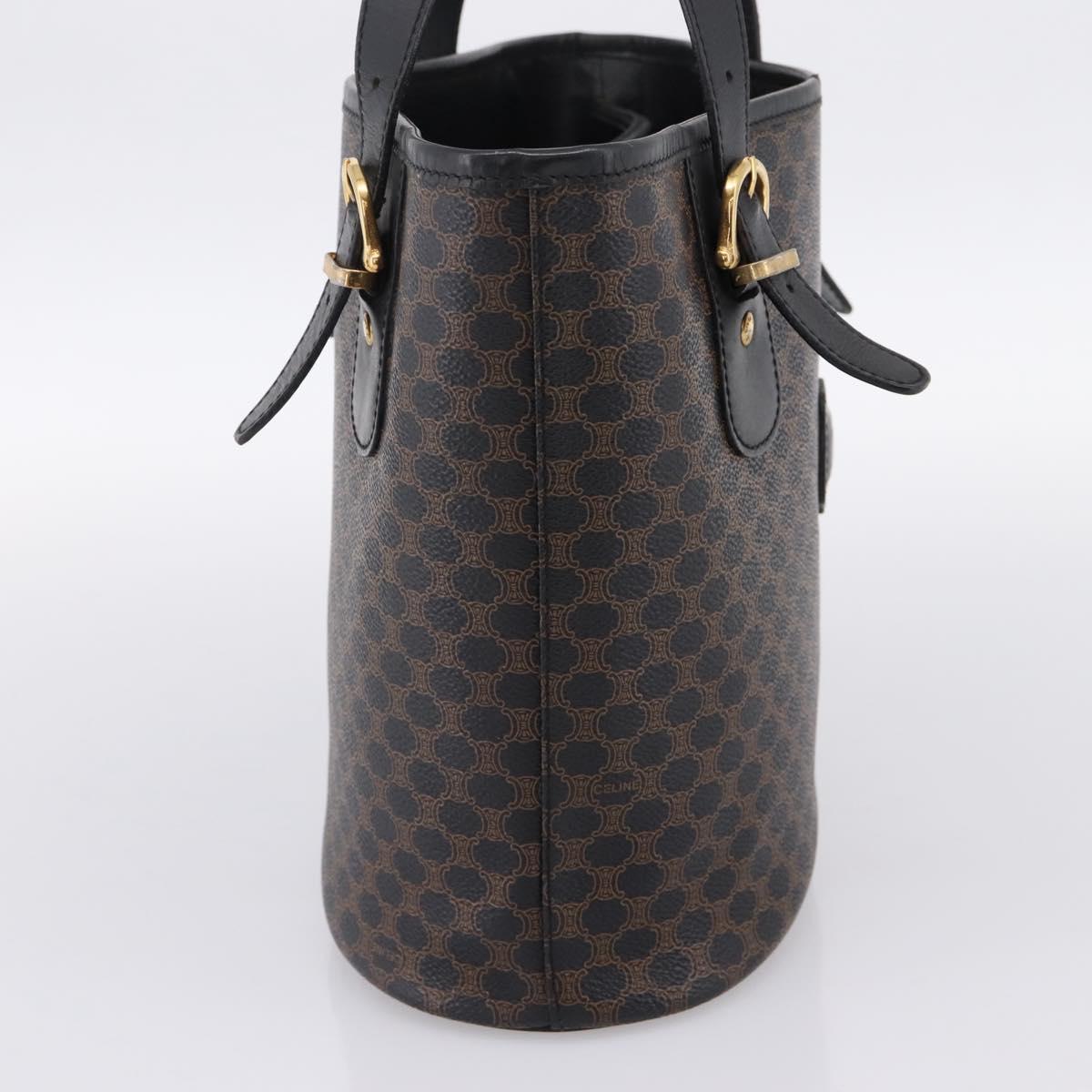 CELINE Macadam Tote Bag PVC Leather Black Gold Tone Auth 202222A