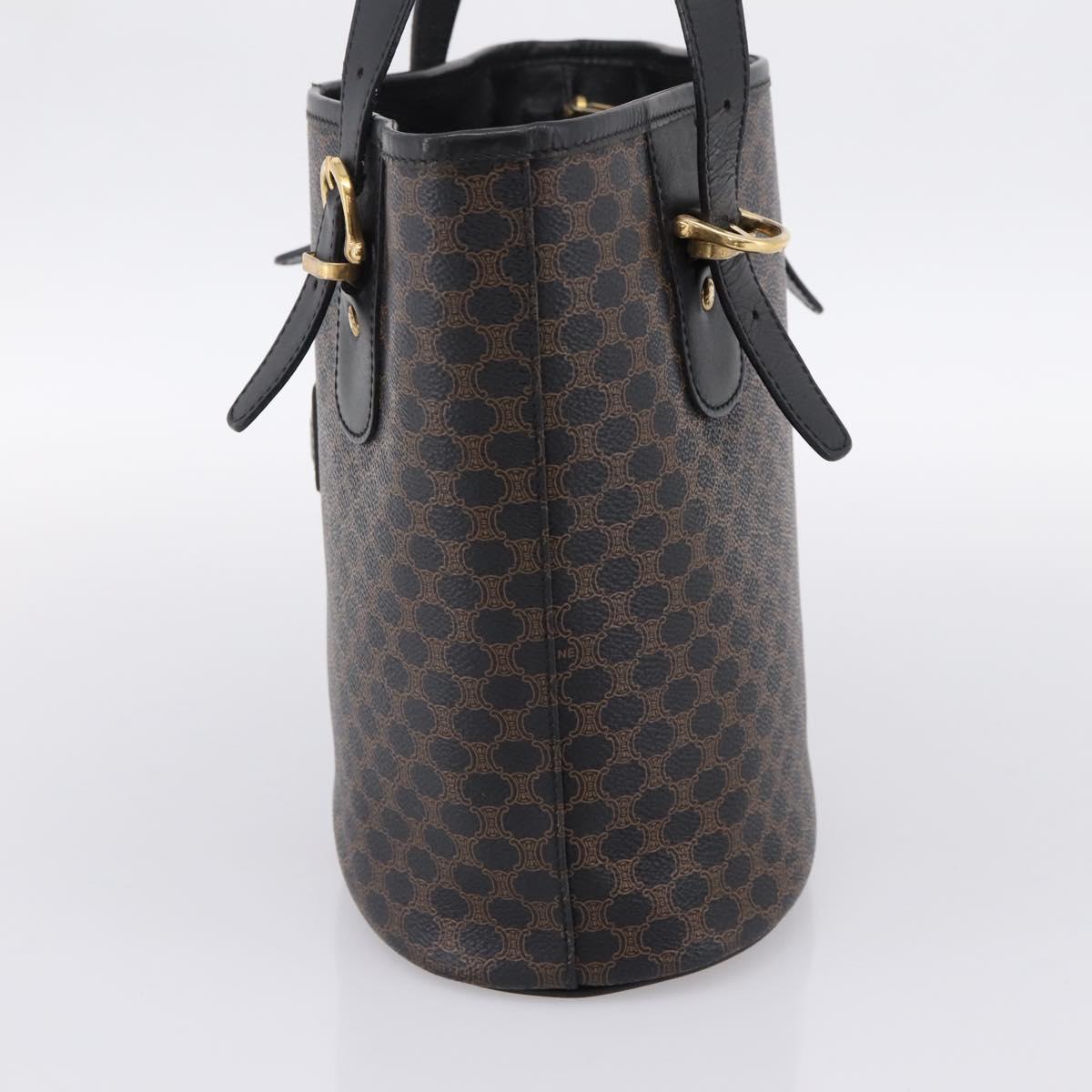 CELINE Macadam Tote Bag PVC Leather Black Gold Tone Auth 202222A