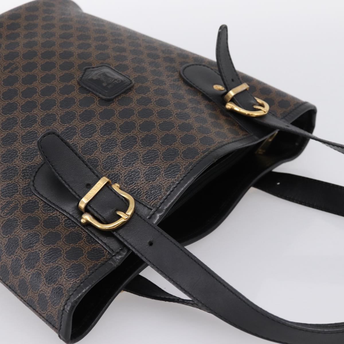 CELINE Macadam Tote Bag PVC Leather Black Gold Tone Auth 202222A