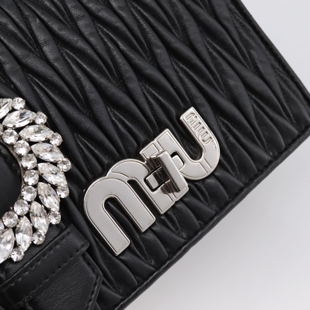 Miu Miu Matelasse Chain Shoulder Bag Leather Black Silver Auth 202224A