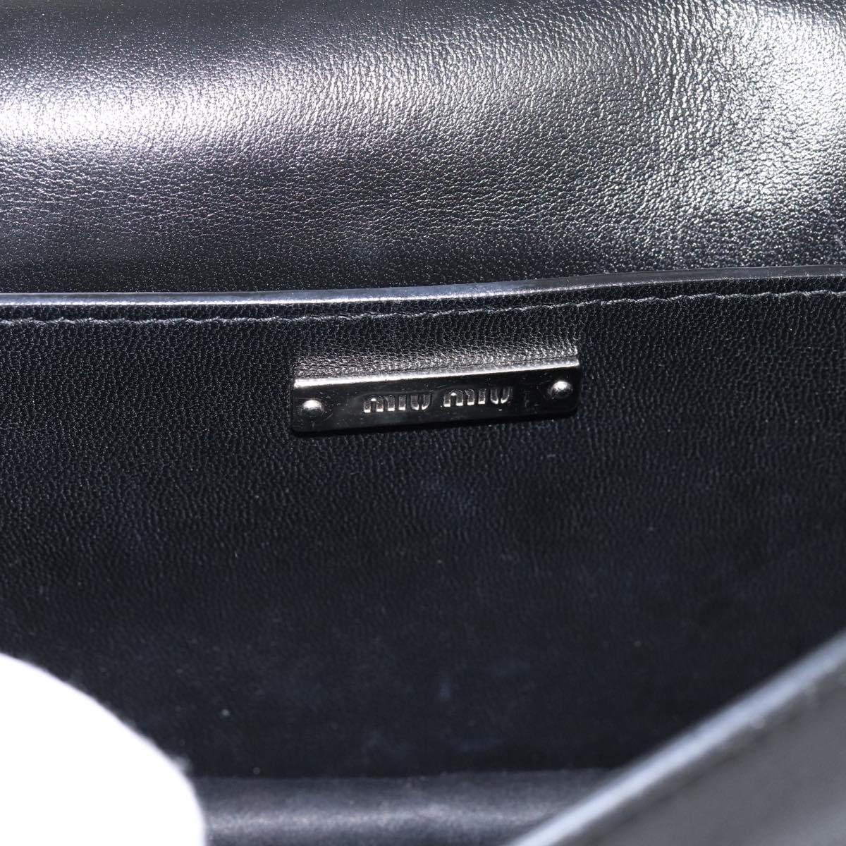 Miu Miu Matelasse Chain Shoulder Bag Leather Black Silver Auth 202224A