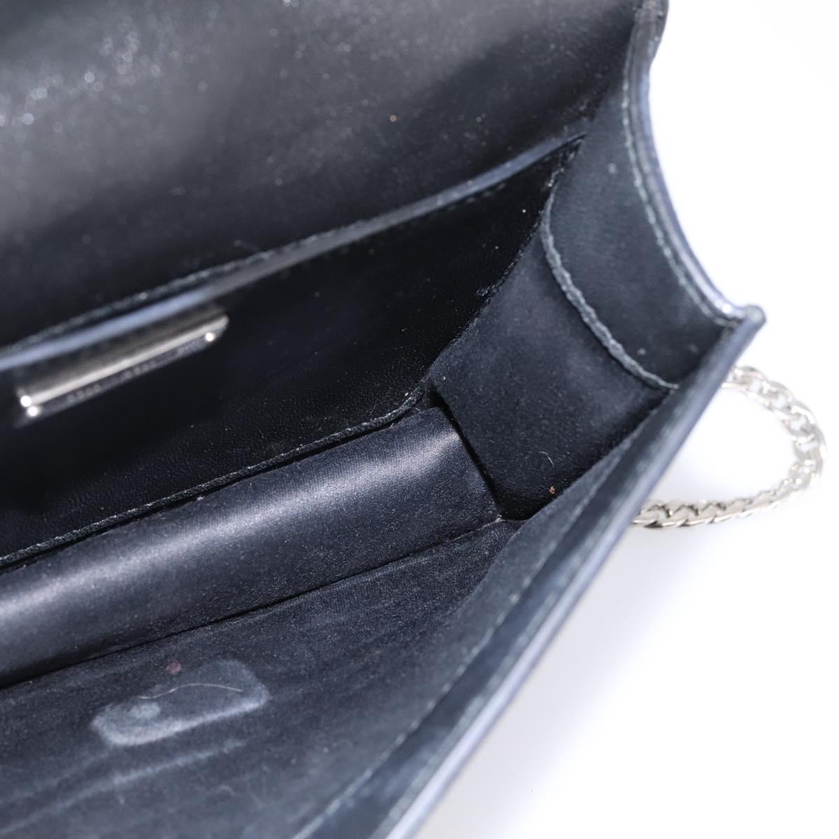 Miu Miu Matelasse Chain Shoulder Bag Leather Black Silver Auth 202224A
