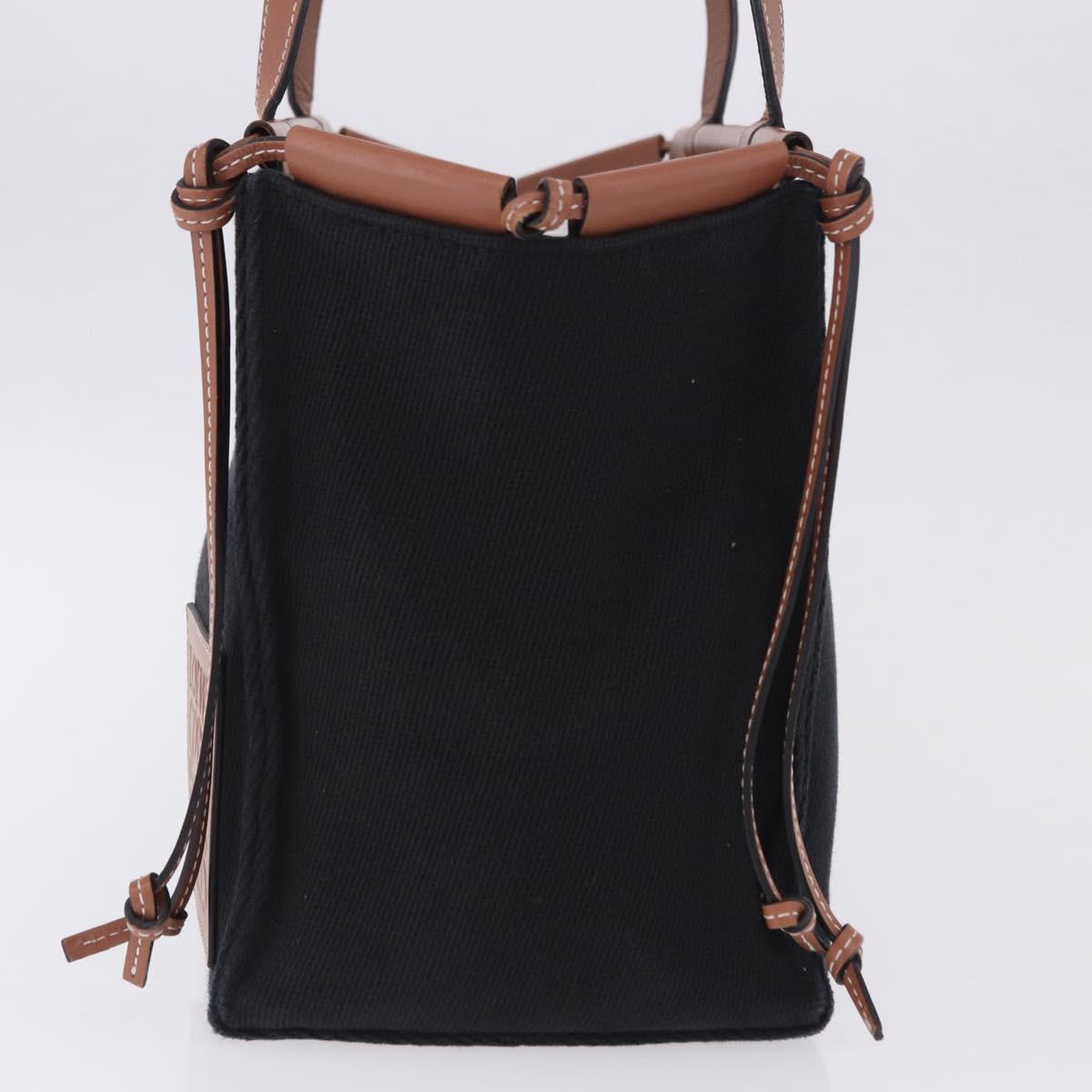 LOEWE Cushion Tote Bag Canvas Black Brown Auth 202225A