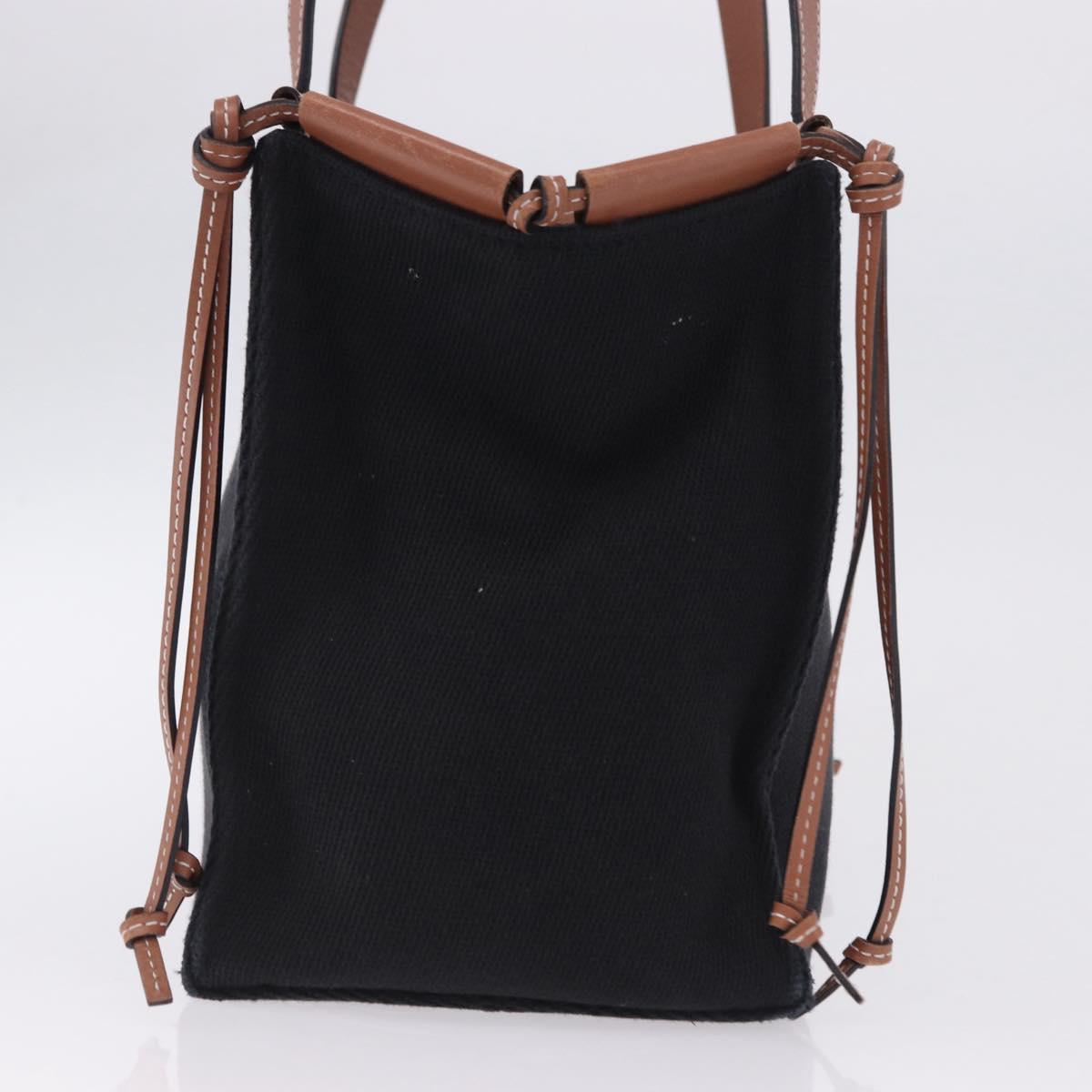LOEWE Cushion Tote Bag Canvas Black Brown Auth 202225A