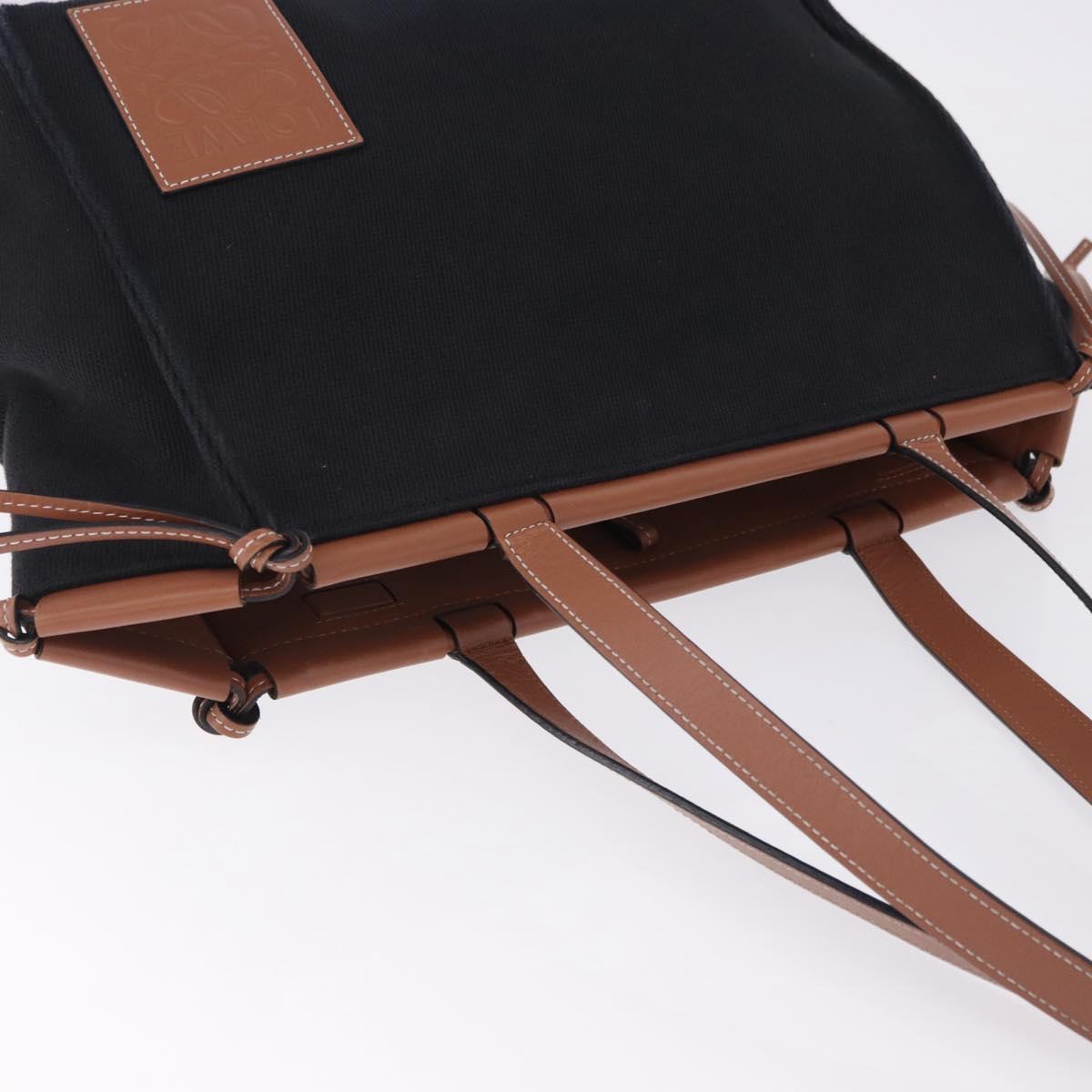 LOEWE Cushion Tote Bag Canvas Black Brown Auth 202225A