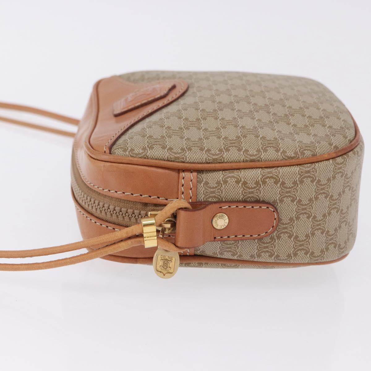 CELINE Macadam Shoulder Bag PVC Leather Beige Gold Tone Auth 202226