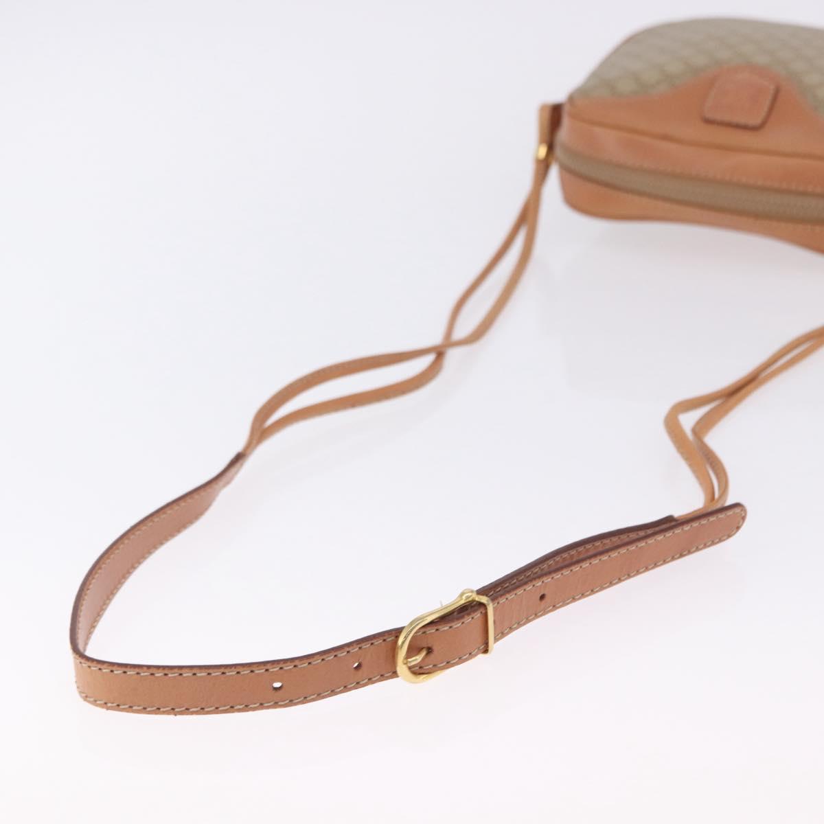 CELINE Macadam Shoulder Bag PVC Leather Beige Gold Tone Auth 202226