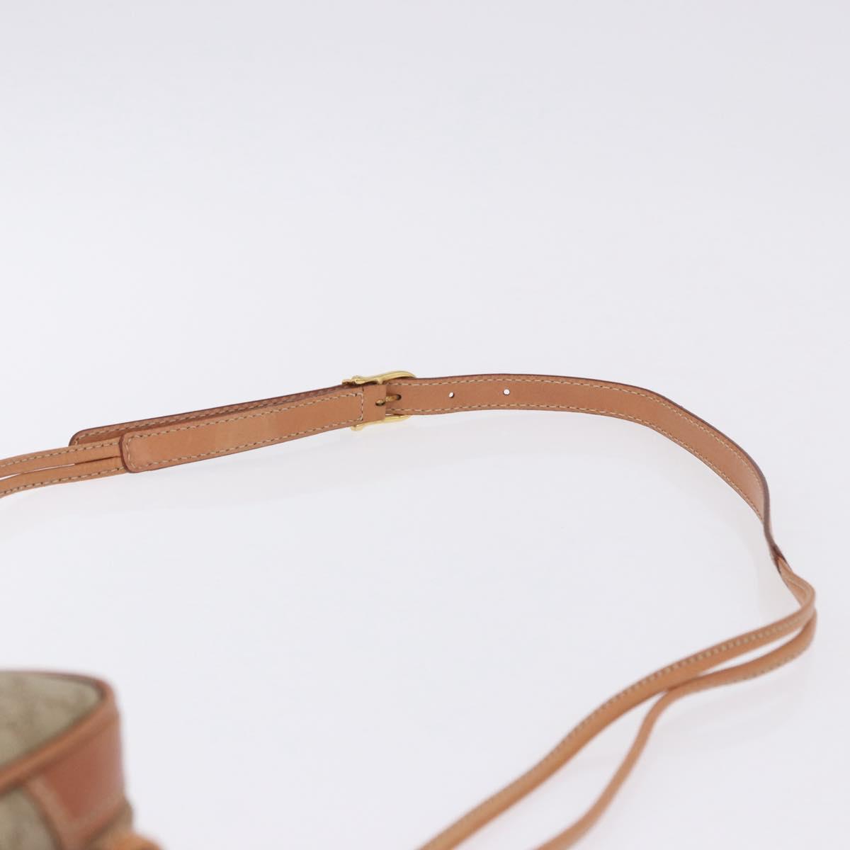 CELINE Macadam Shoulder Bag PVC Leather Beige Gold Tone Auth 202226