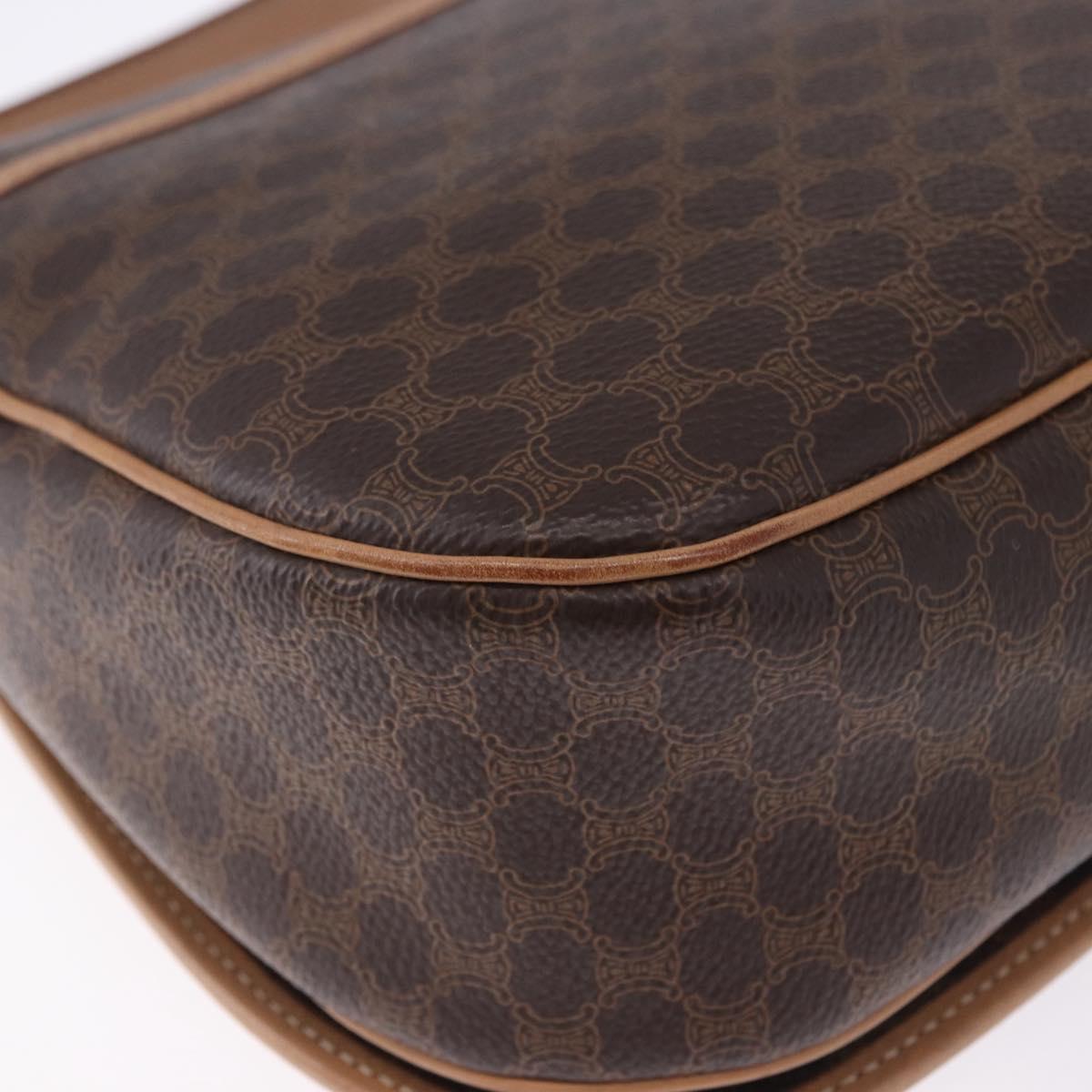 CELINE Macadam Shoulder Bag PVC Leather Brown Gold Tone Auth 202227A
