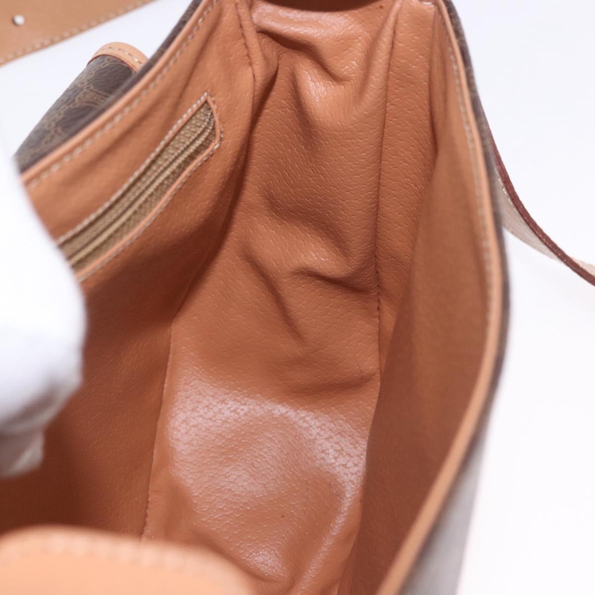CELINE Macadam Shoulder Bag PVC Leather Brown Gold Tone Auth 202227A