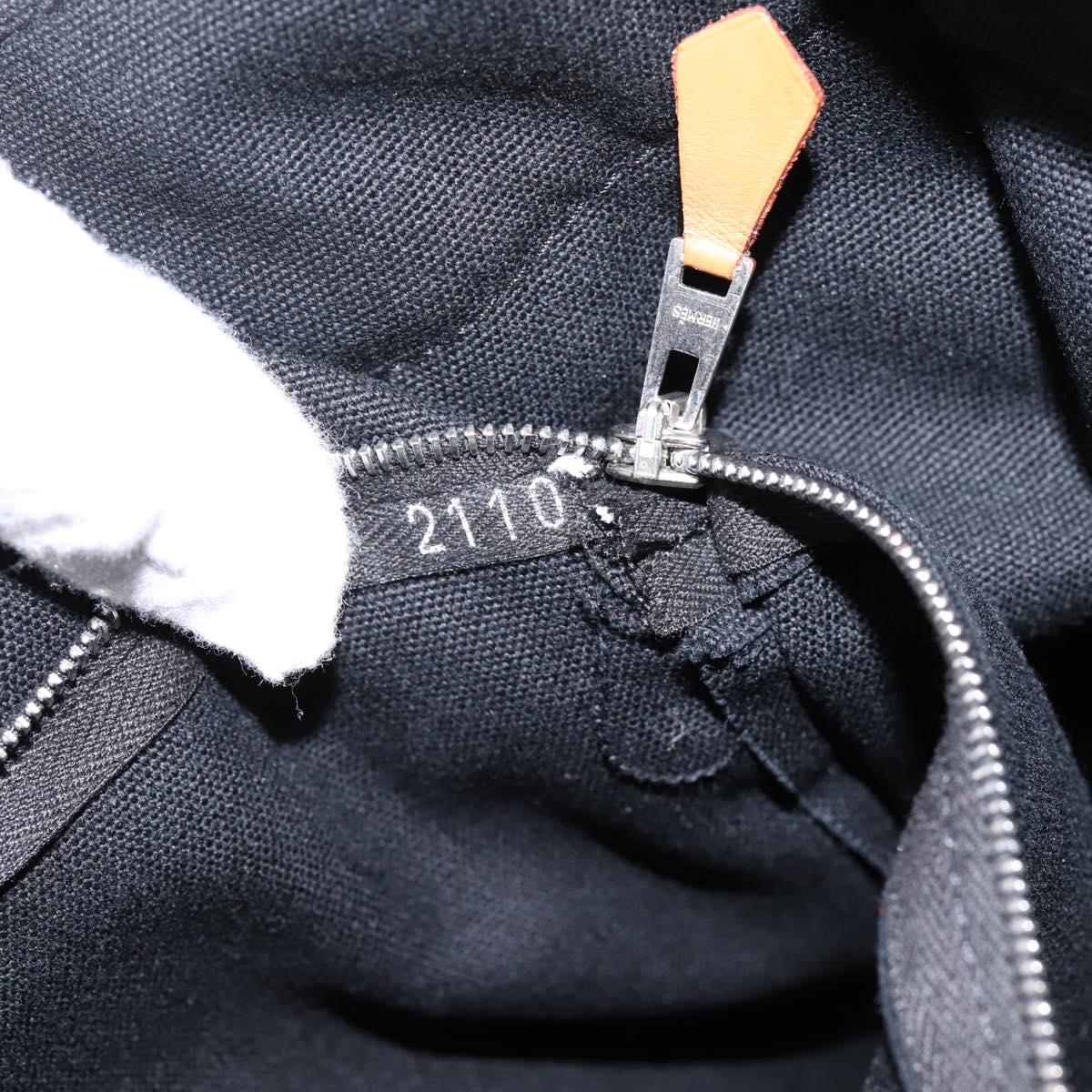 HERMES Fourre Tout MM Hand Bag Canvas Black Silver Auth 202228A