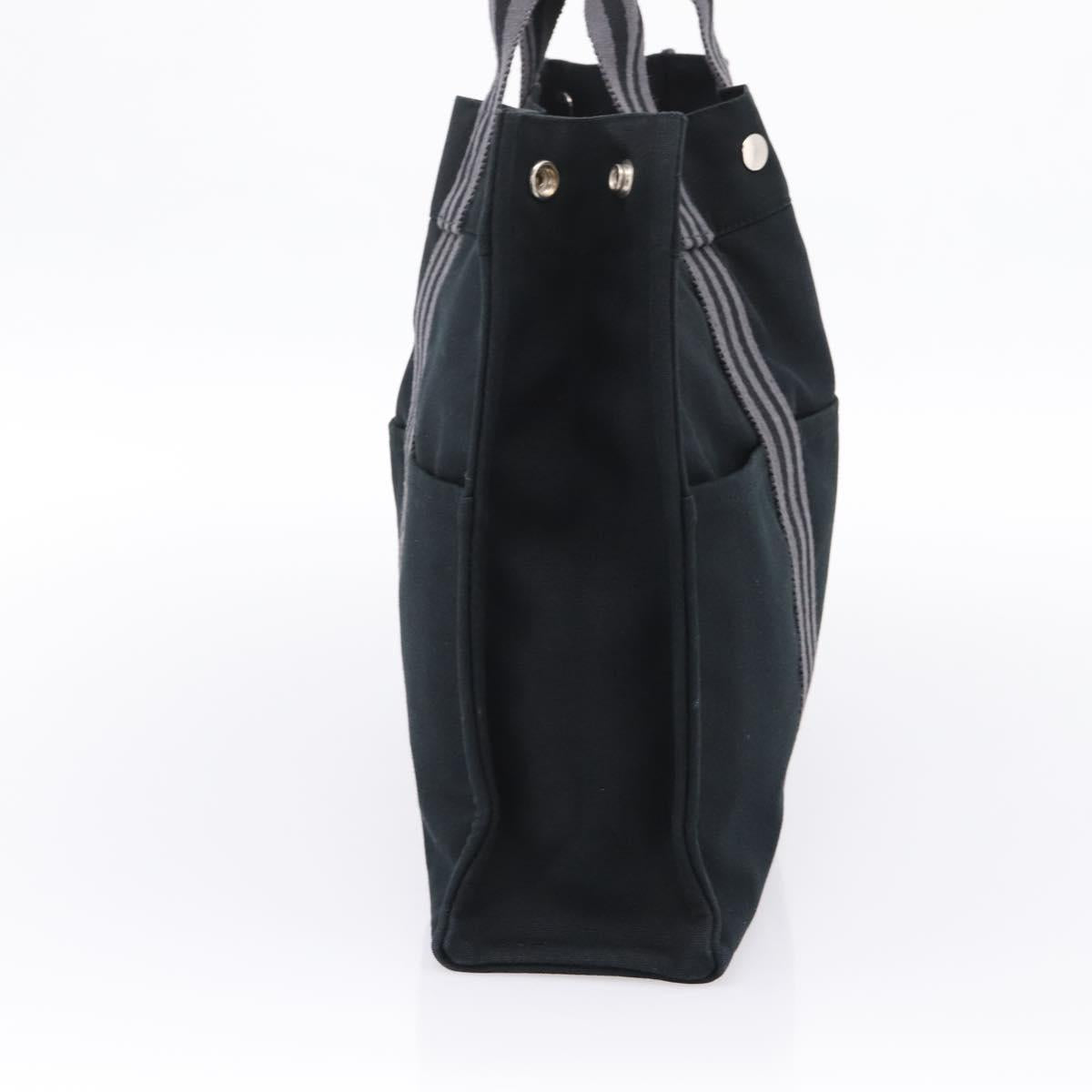 HERMES Fourre Tout MM Hand Bag Canvas Black Silver Auth 202228A