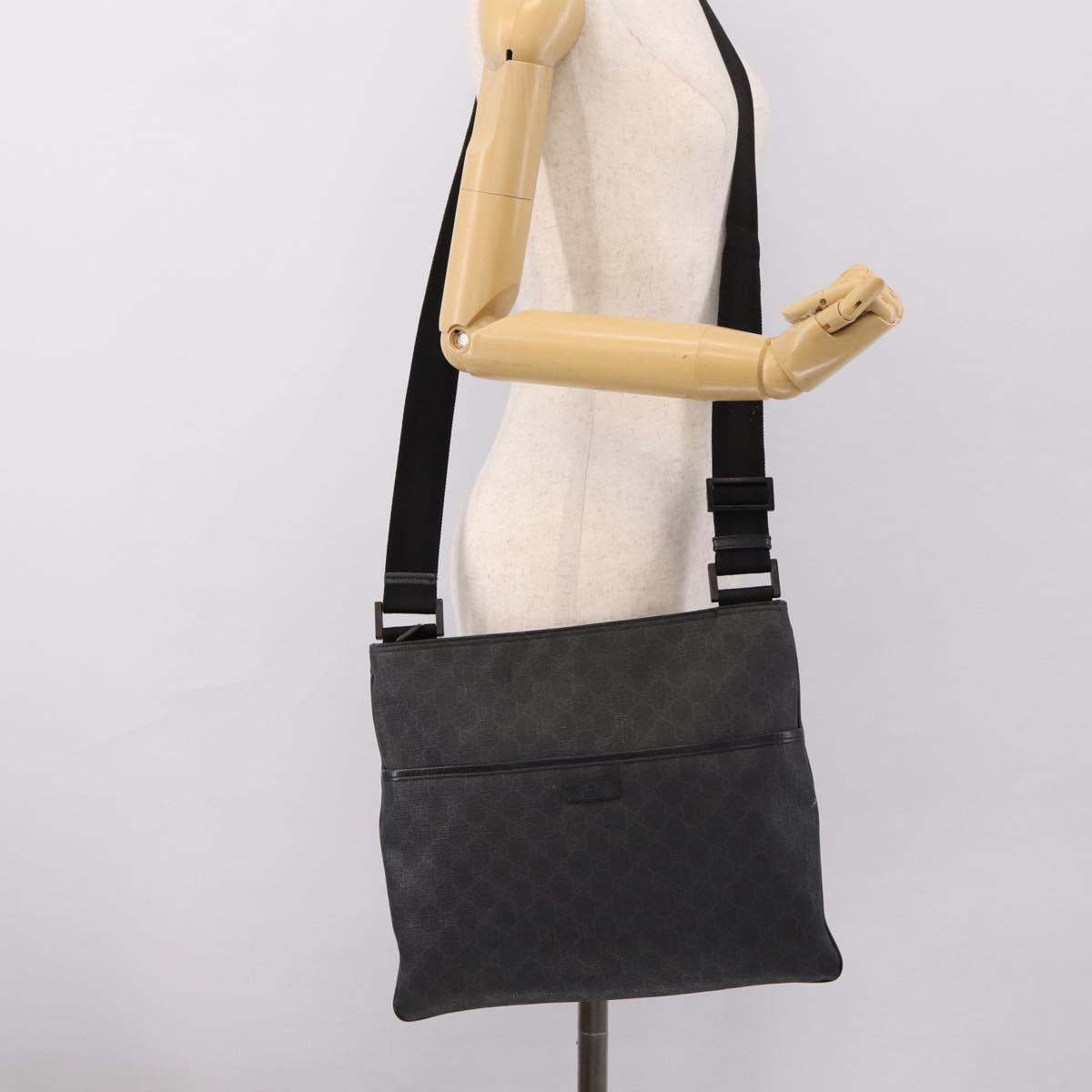 GUCCI GG Supreme Shoulder Bag PVC Black Silver 162904 Auth 202229A