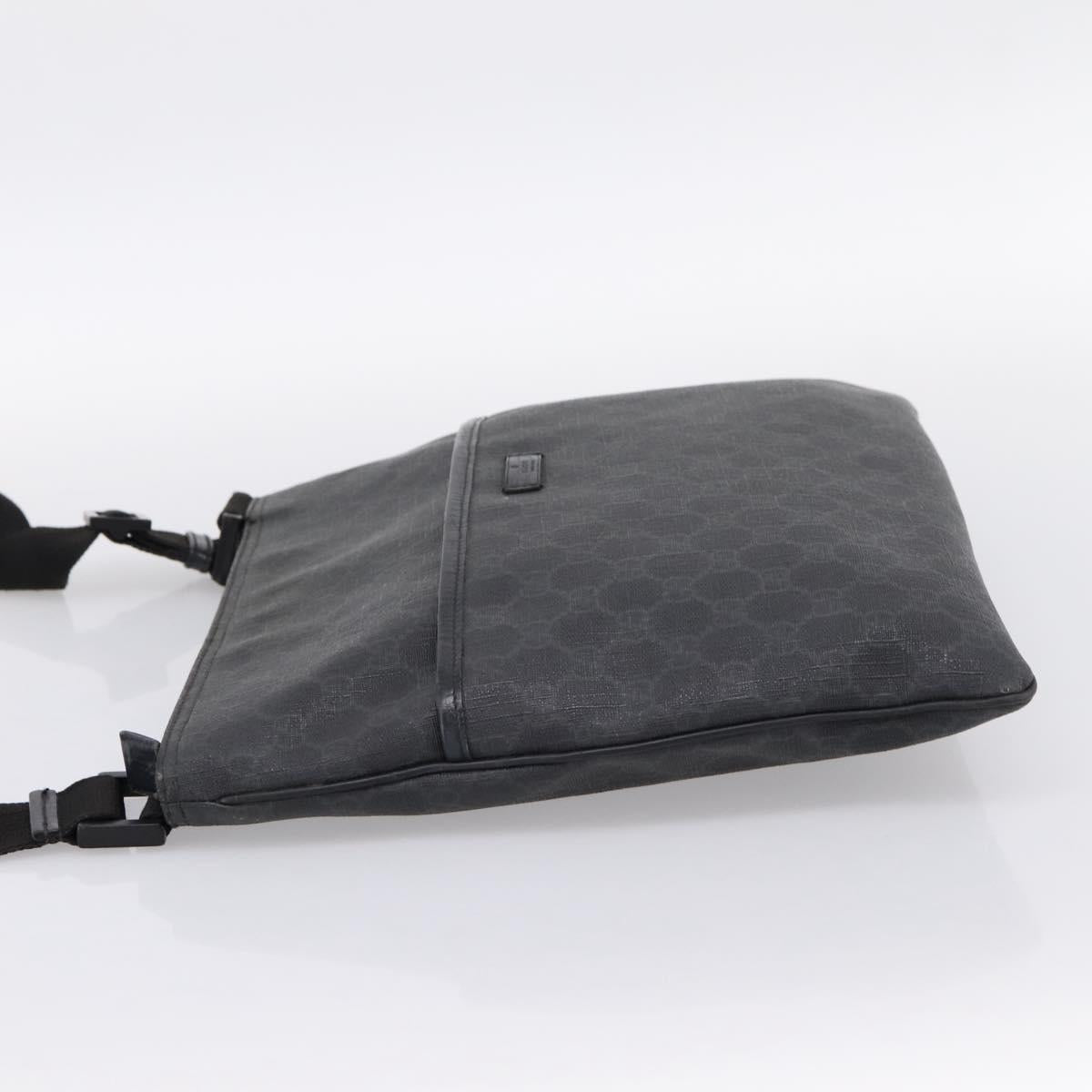 GUCCI GG Supreme Shoulder Bag PVC Black Silver 162904 Auth 202229A