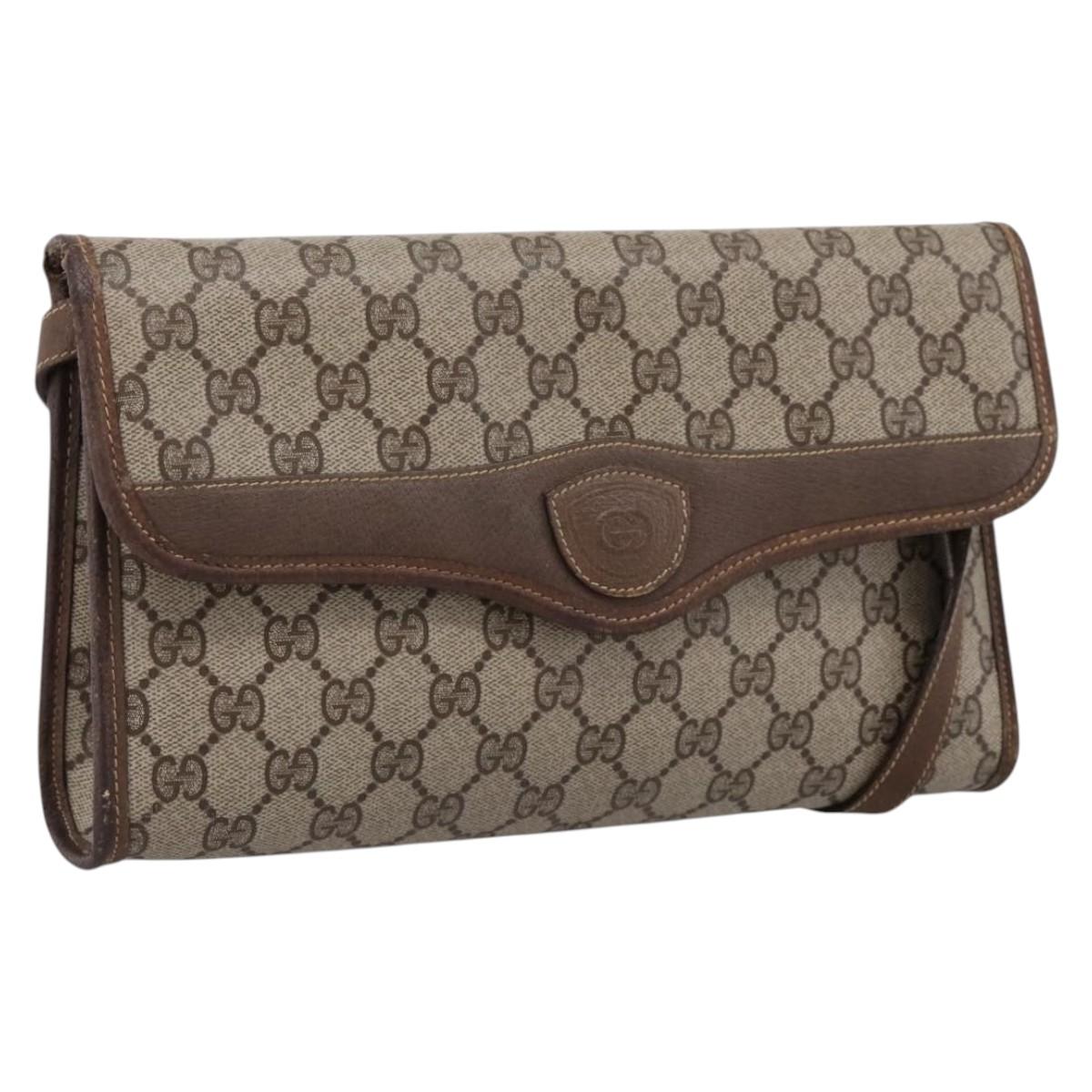 GUCCI GG Supreme Shoulder Bag PVC Beige Gold Tone 004 161 0670 Auth 202231