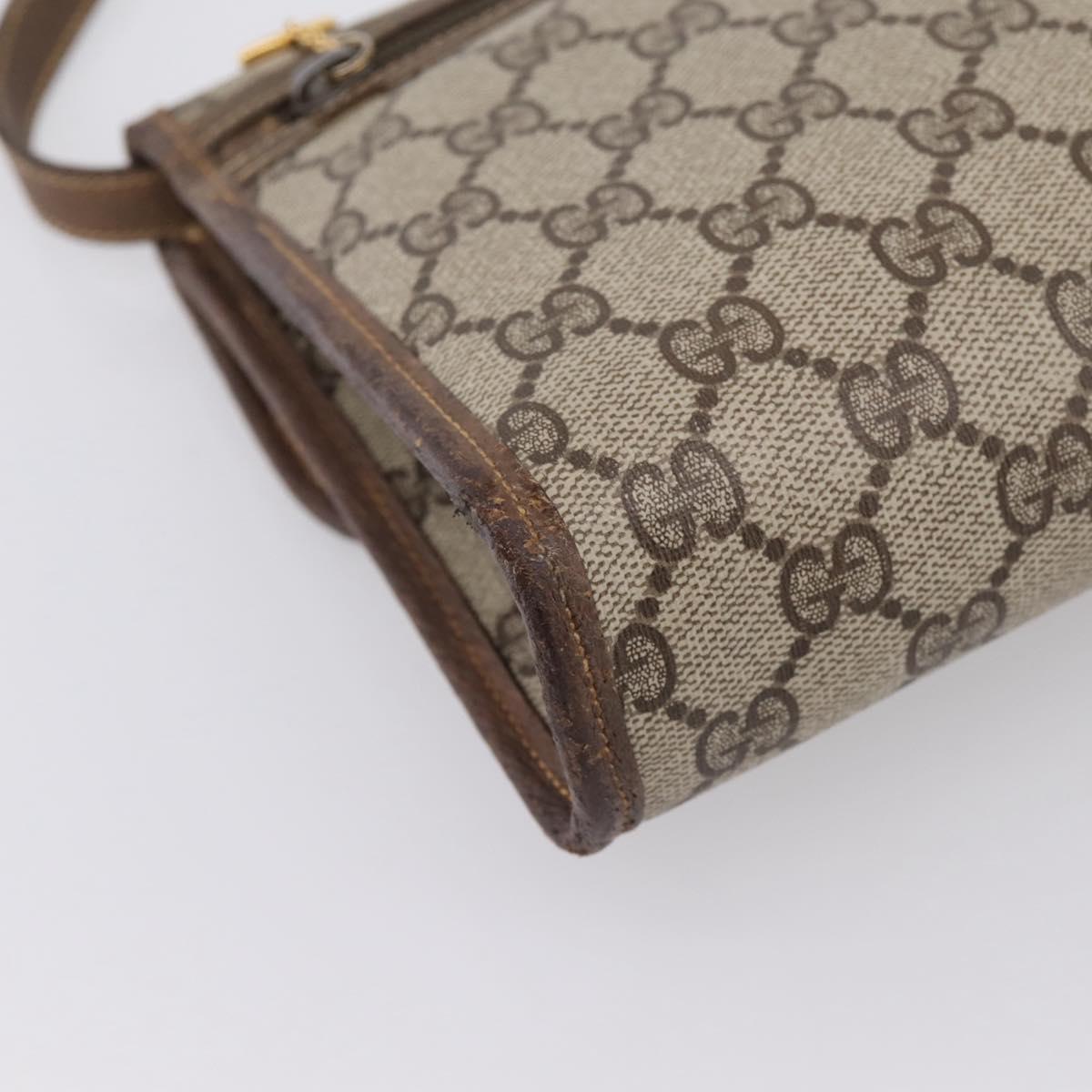 GUCCI GG Supreme Shoulder Bag PVC Beige Gold Tone 004 161 0670 Auth 202231