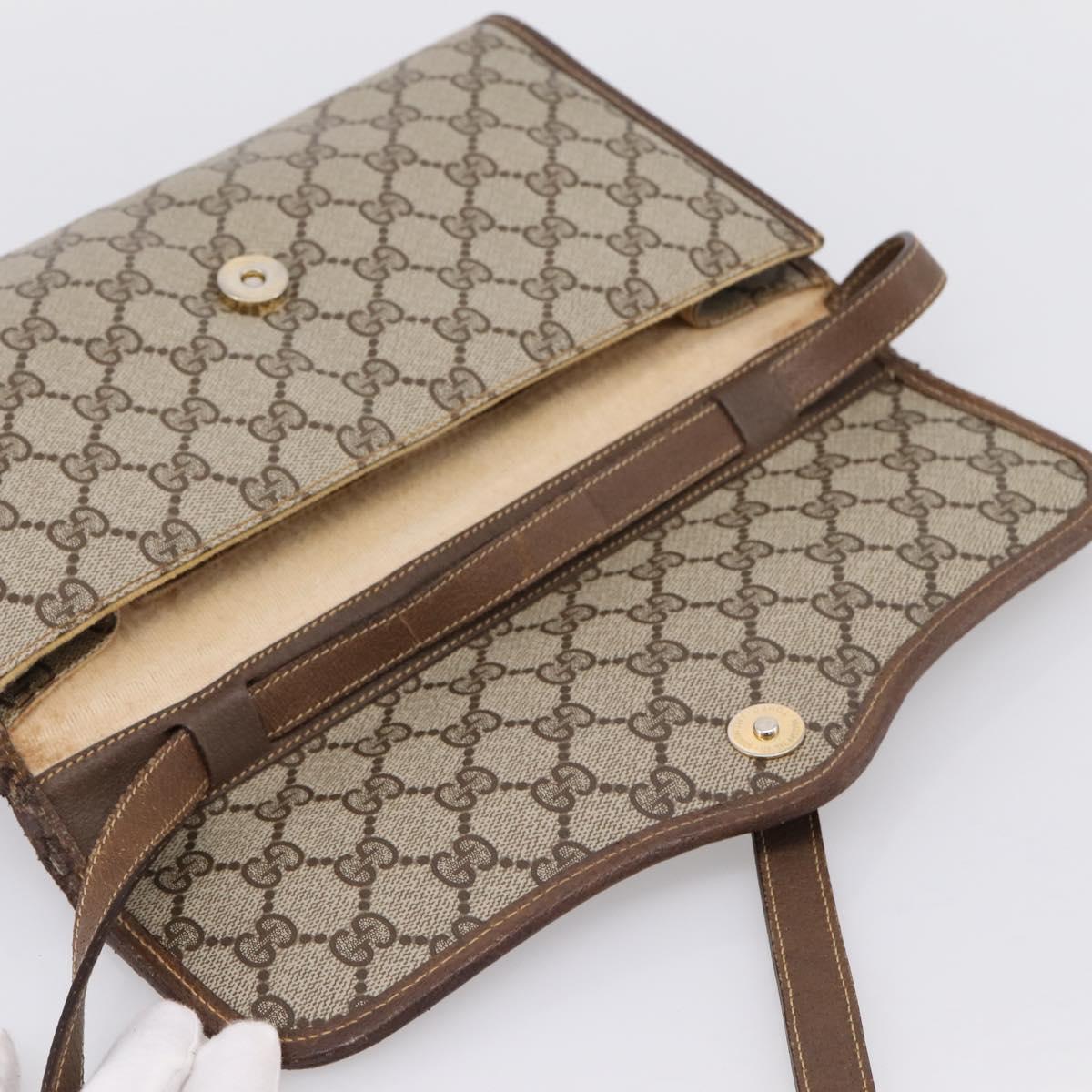 GUCCI GG Supreme Shoulder Bag PVC Beige Gold Tone 004 161 0670 Auth 202231