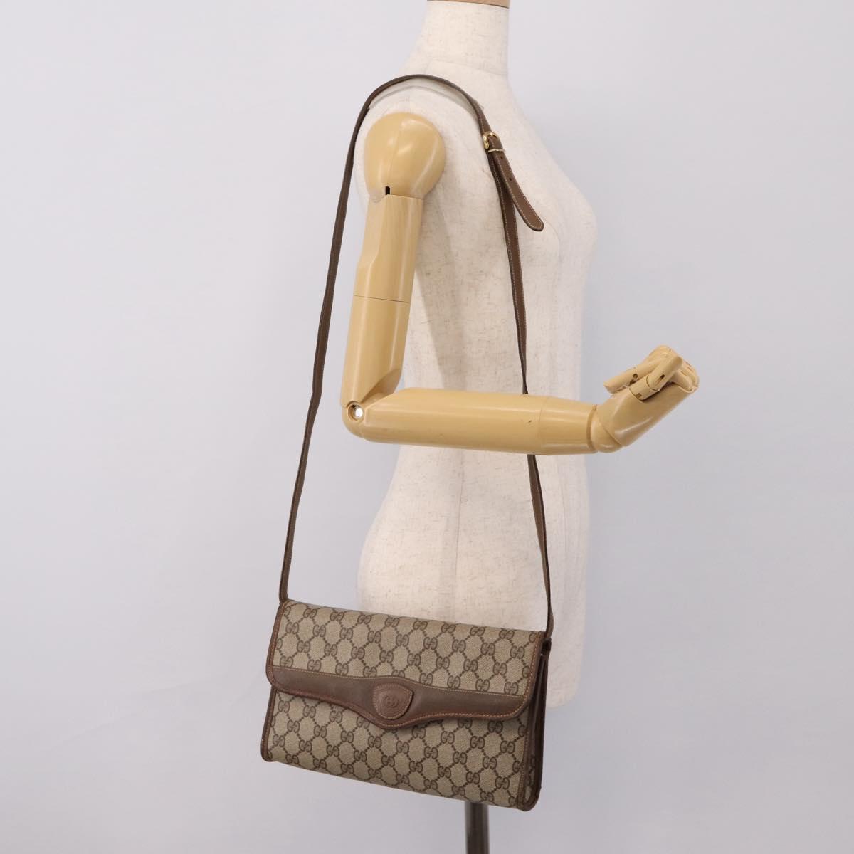 GUCCI GG Supreme Shoulder Bag PVC Beige Gold Tone 004 161 0670 Auth 202231