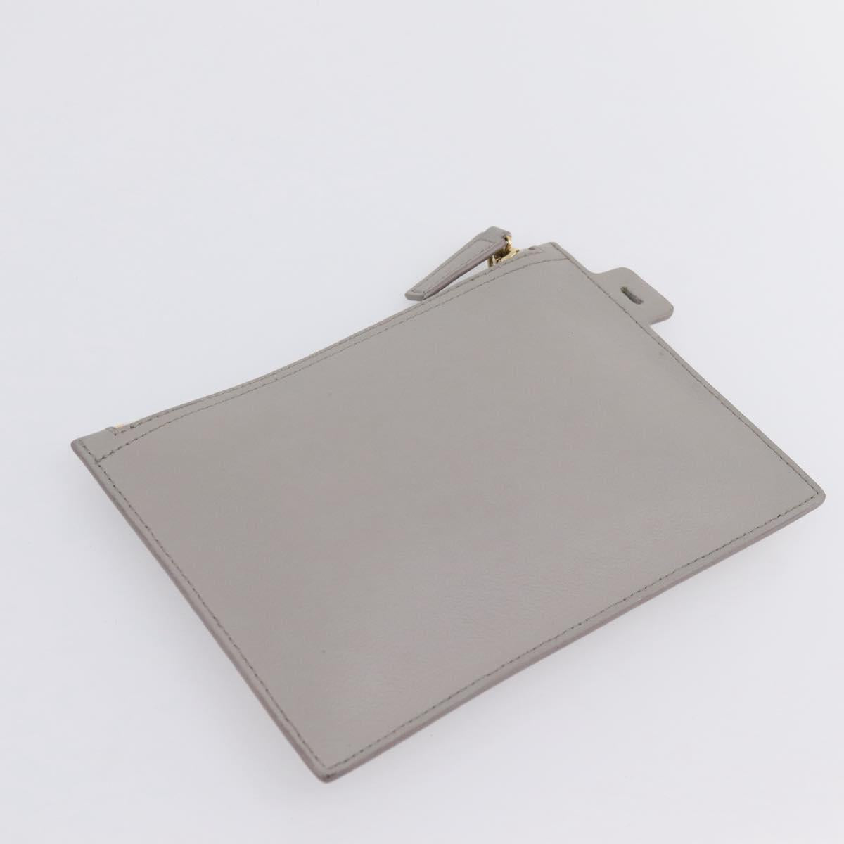 SAINT LAURENT Tote Bag Leather Gray Gold Tone Auth 202234