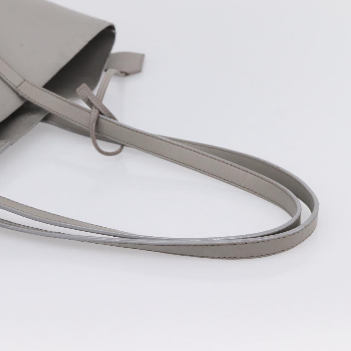 SAINT LAURENT Tote Bag Leather Gray Gold Tone Auth 202234