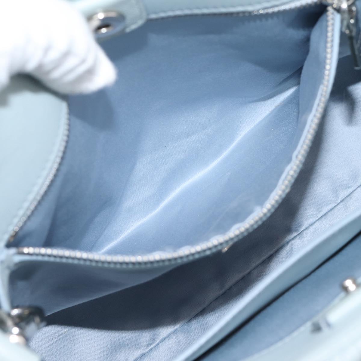 Miu Miu Matelasse Chain Shoulder Bag Leather 2way Light Blue Silver Auth 202235M