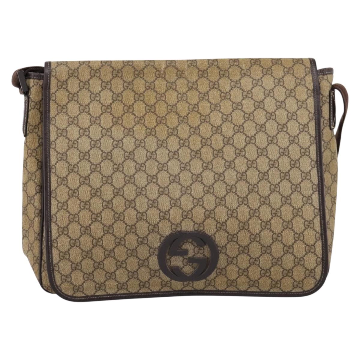 GUCCI GG Supreme Shoulder Bag PVC Beige 222291 Auth 202237