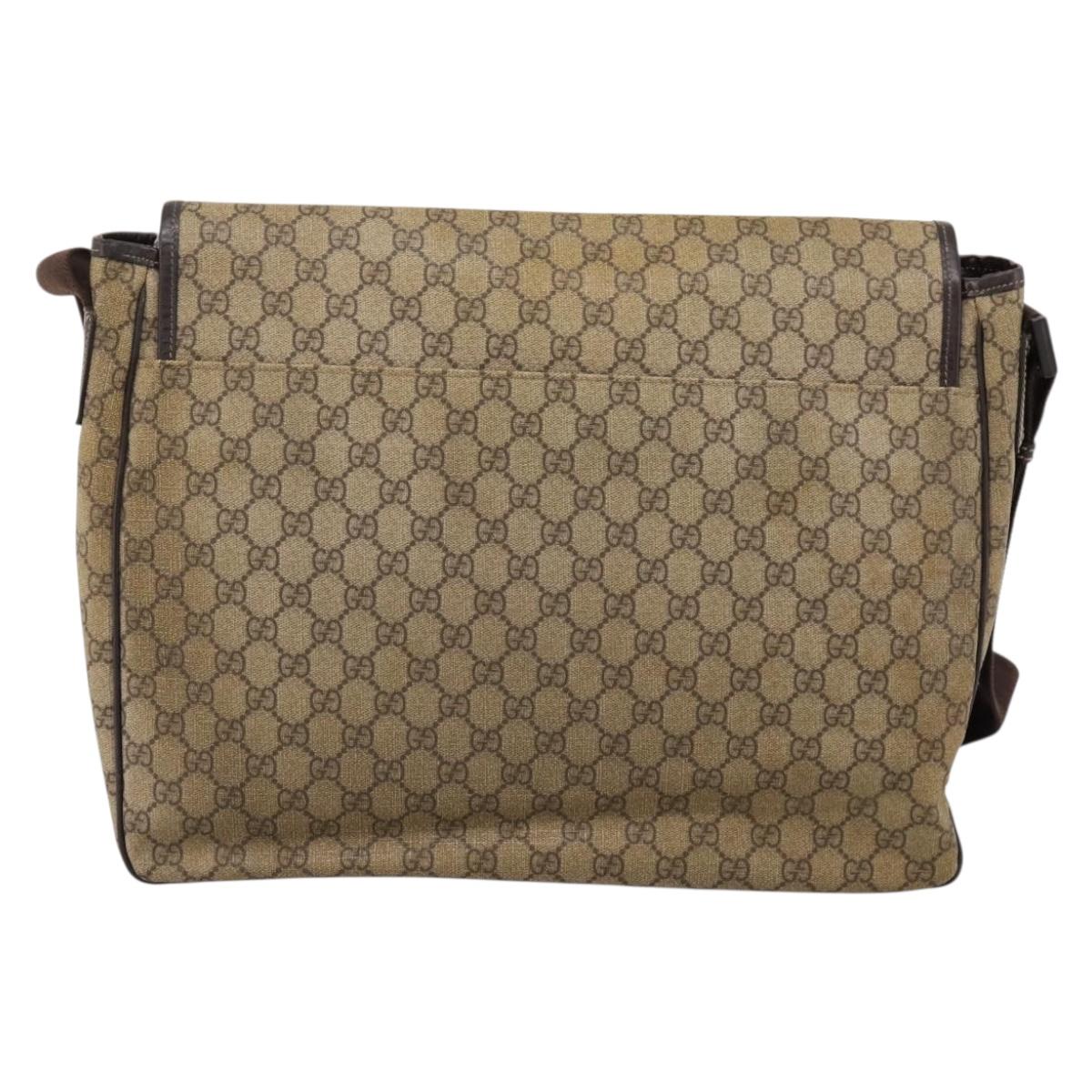 GUCCI GG Supreme Shoulder Bag PVC Beige 222291 Auth 202237