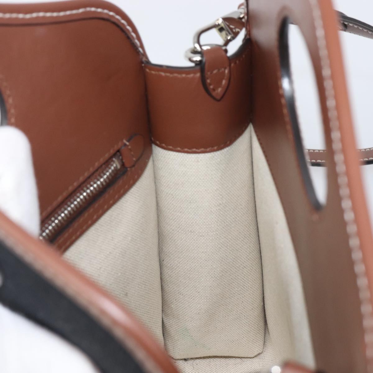 BURBERRY Hand Bag Canvas 2way Silver Black Auth 202239V
