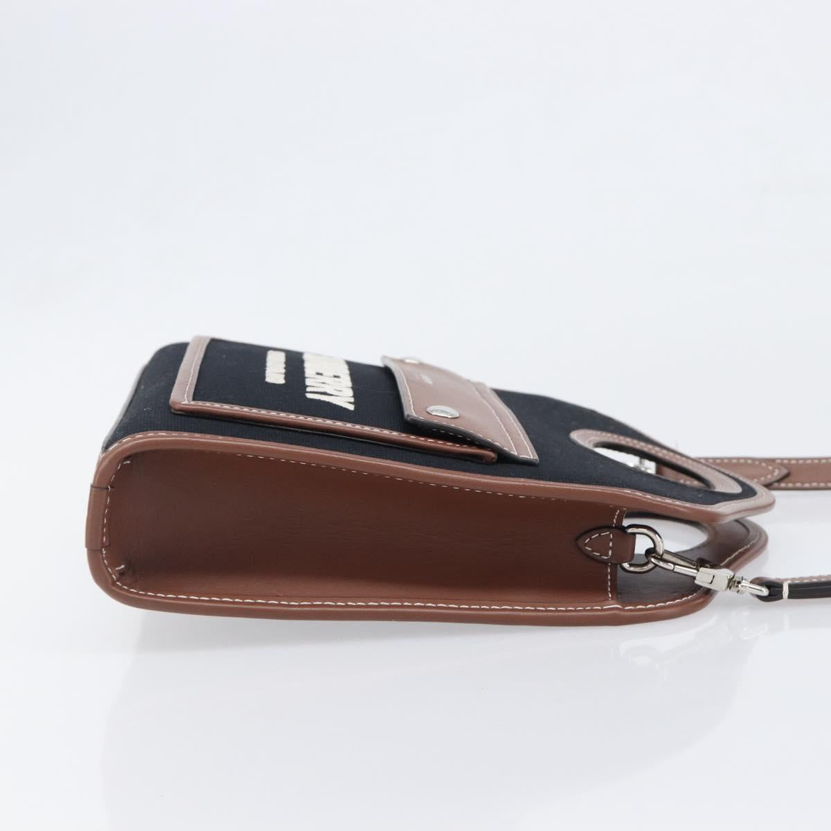 BURBERRY Hand Bag Canvas 2way Silver Black Auth 202239V