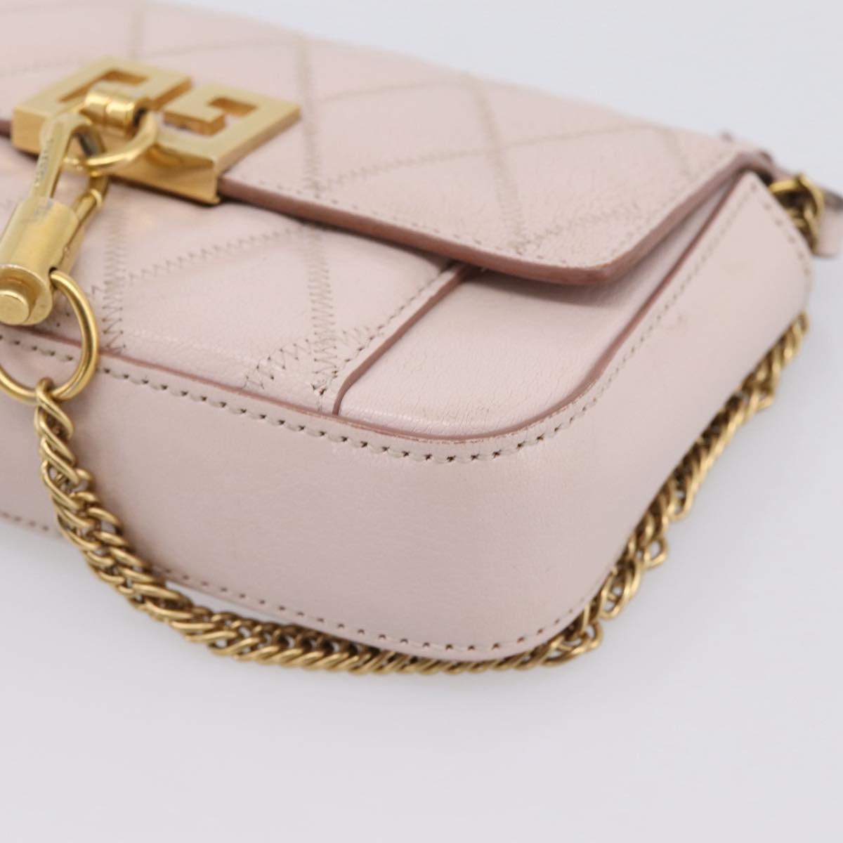 GIVENCHY Shoulder Bag Leather Pink Gold Tone Auth 202242A