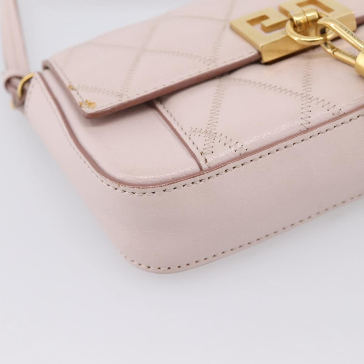 GIVENCHY Shoulder Bag Leather Pink Gold Tone Auth 202242A