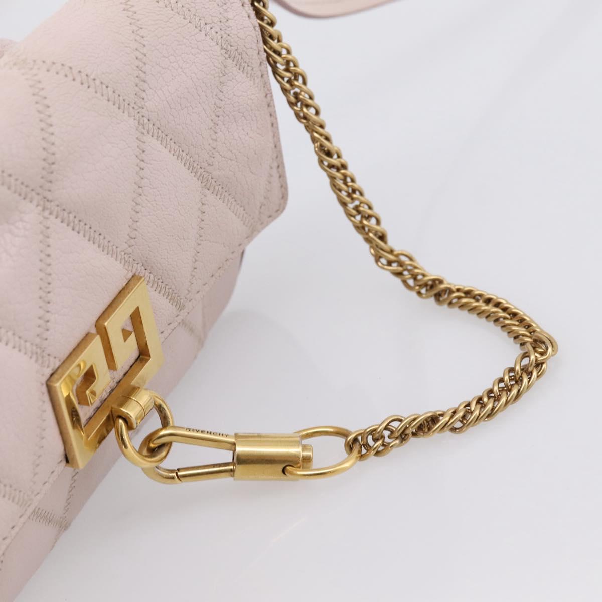 GIVENCHY Shoulder Bag Leather Pink Gold Tone Auth 202242A