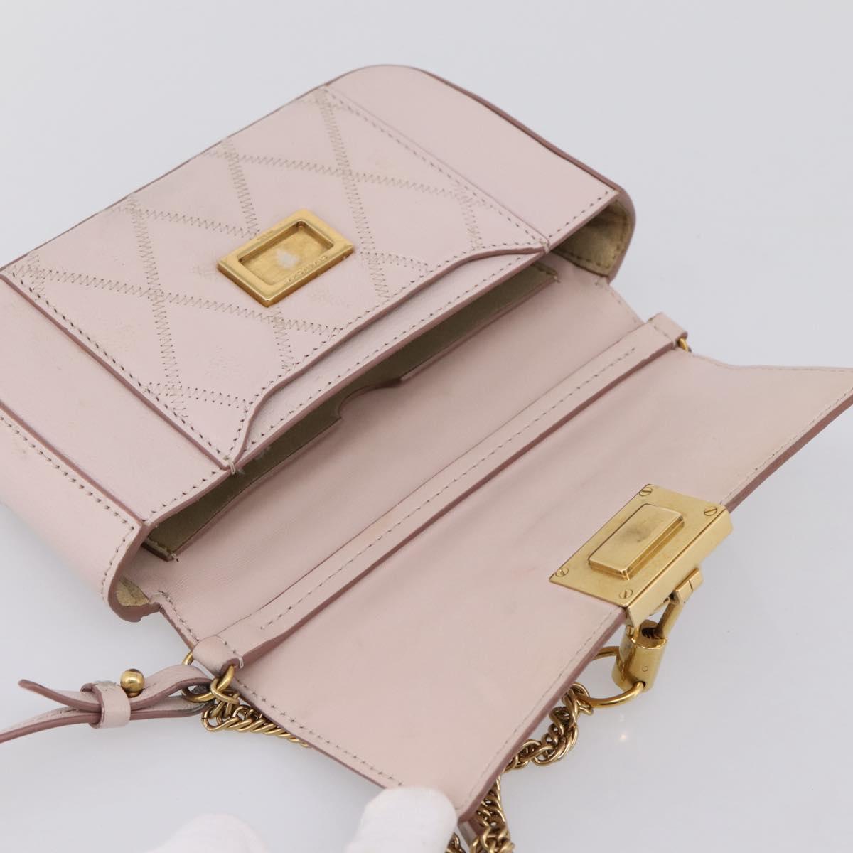 GIVENCHY Shoulder Bag Leather Pink Gold Tone Auth 202242A