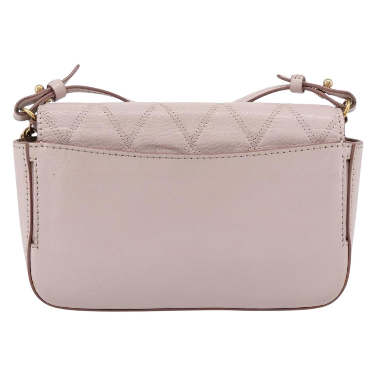 GIVENCHY Shoulder Bag Leather Pink Gold Tone Auth 202242A