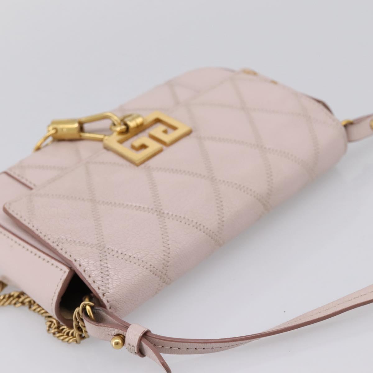 GIVENCHY Shoulder Bag Leather Pink Gold Tone Auth 202242A