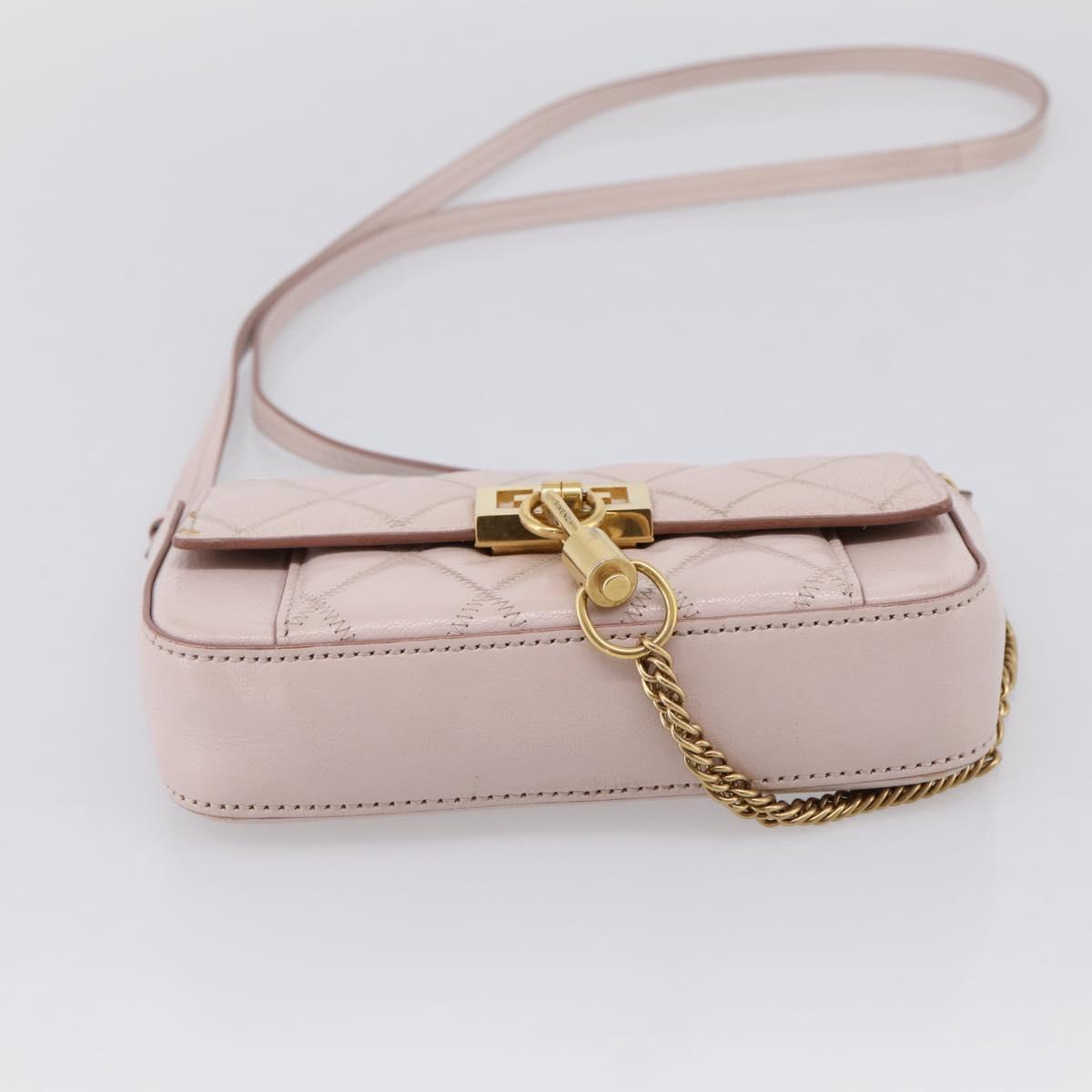 GIVENCHY Shoulder Bag Leather Pink Gold Tone Auth 202242A