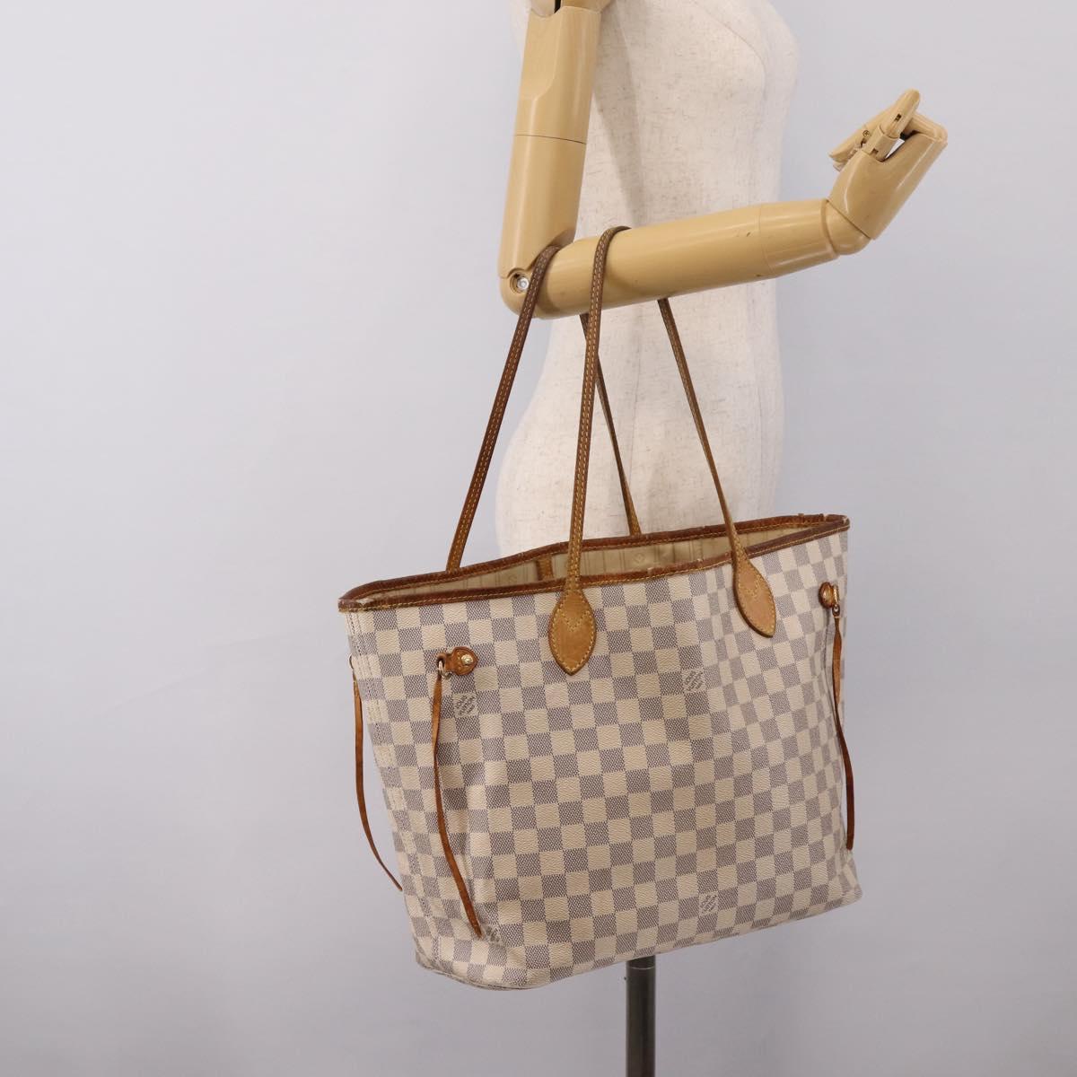 LOUIS VUITTON Damier Azur Neverfull MM Tote Bag N41605 LV Auth 202243