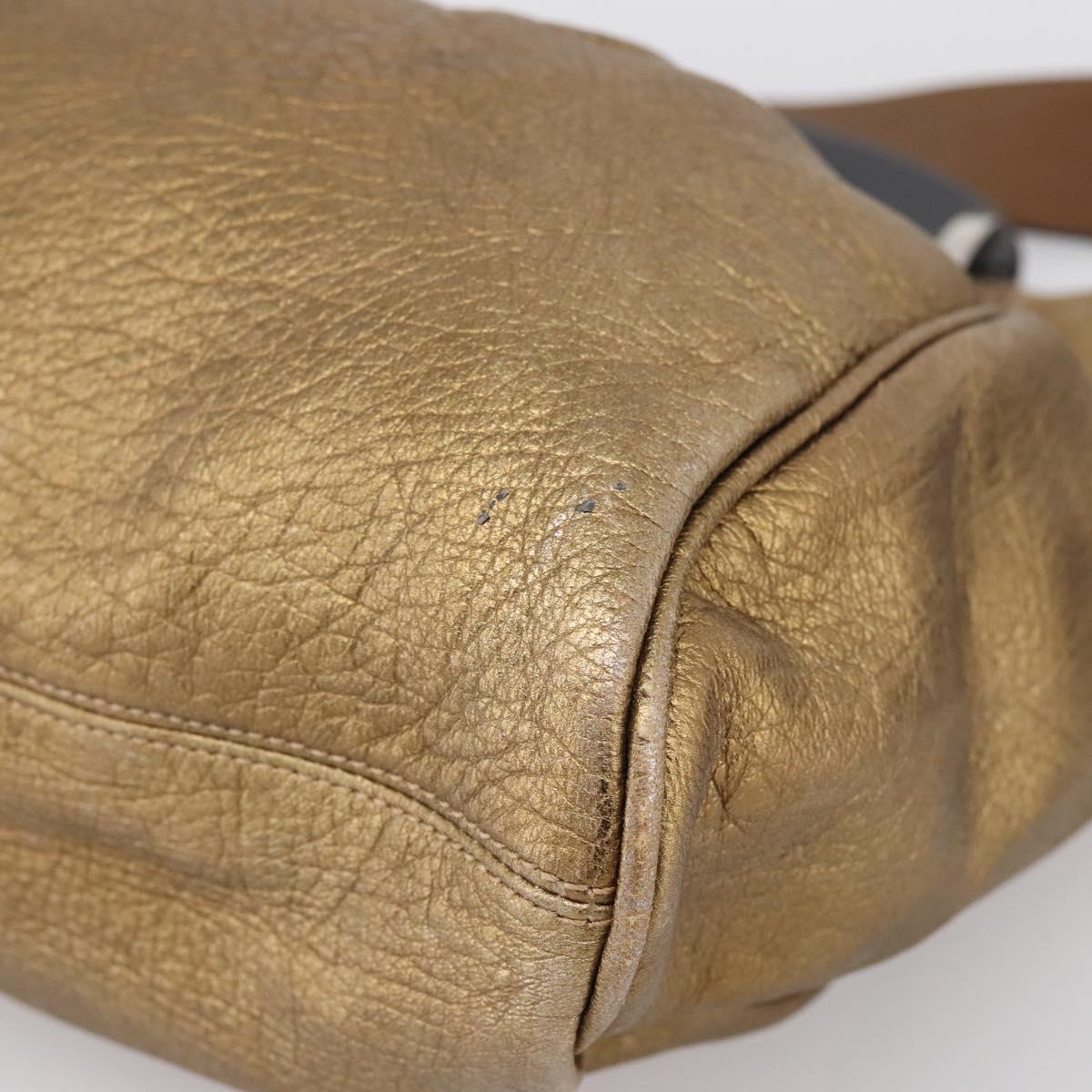 MARNI Hand Bag Leather 2way Gold Silver Auth 202246A